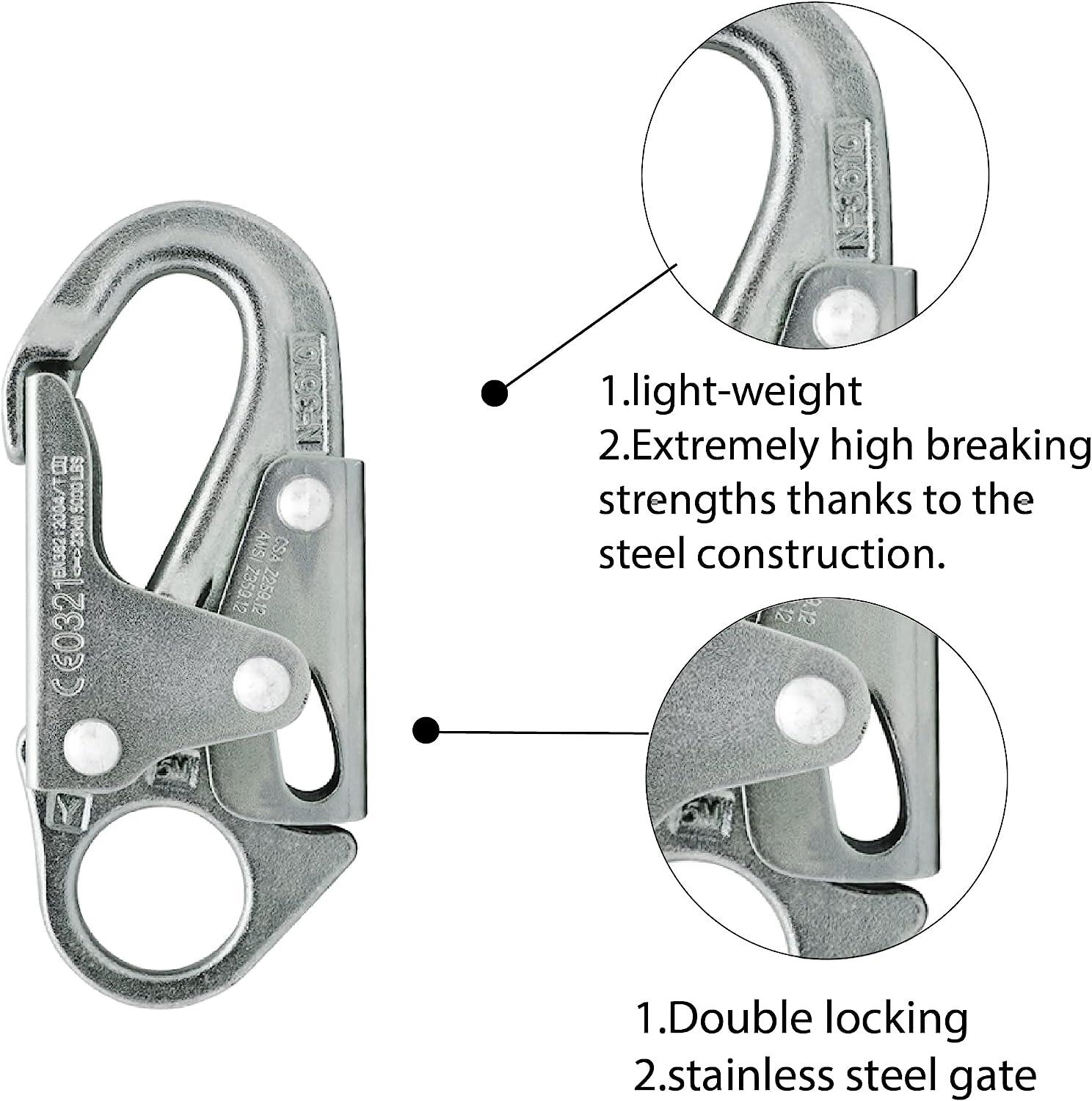 Fusion Climb Maxi-2 High Strength Carbon Steel Drop Forged Snap Hook, Gold,  Universal (FP-6013-5-HS-GLD)