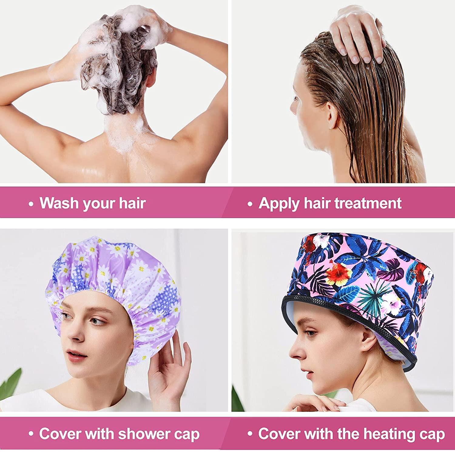 SPTHTHHPY Hair Steamer Heating Cap for Deep Conditioner,Hair Care Hat with  Electric Hair Spa Beauty Steamer Nourishing Hot Head Care Hat Hair Thermal  Treatment Cap for Home Use Flower