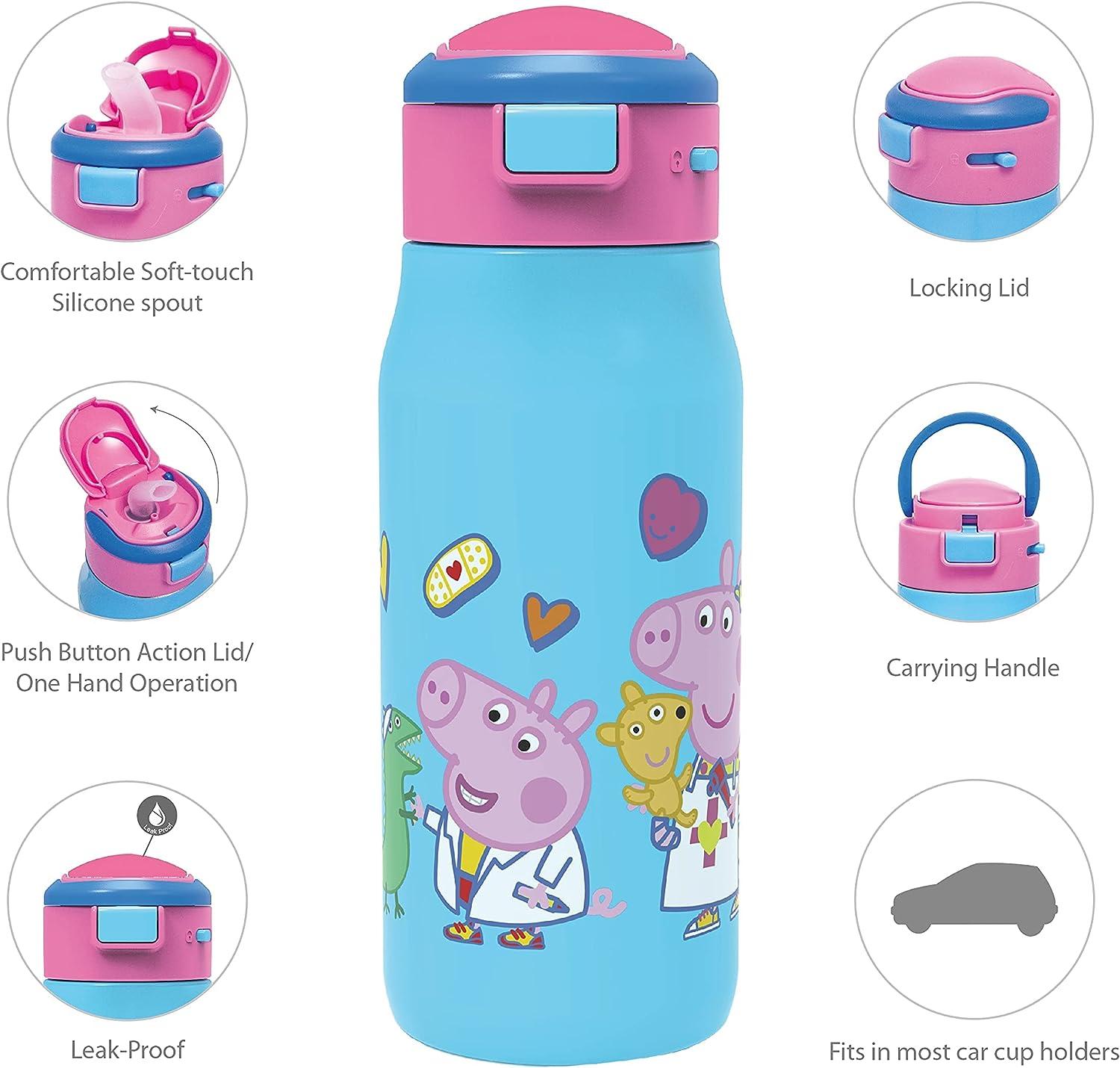 Zak Designs Peppa Pig Stainless Steel Water Bottle Pink/Blue 19.5 oz