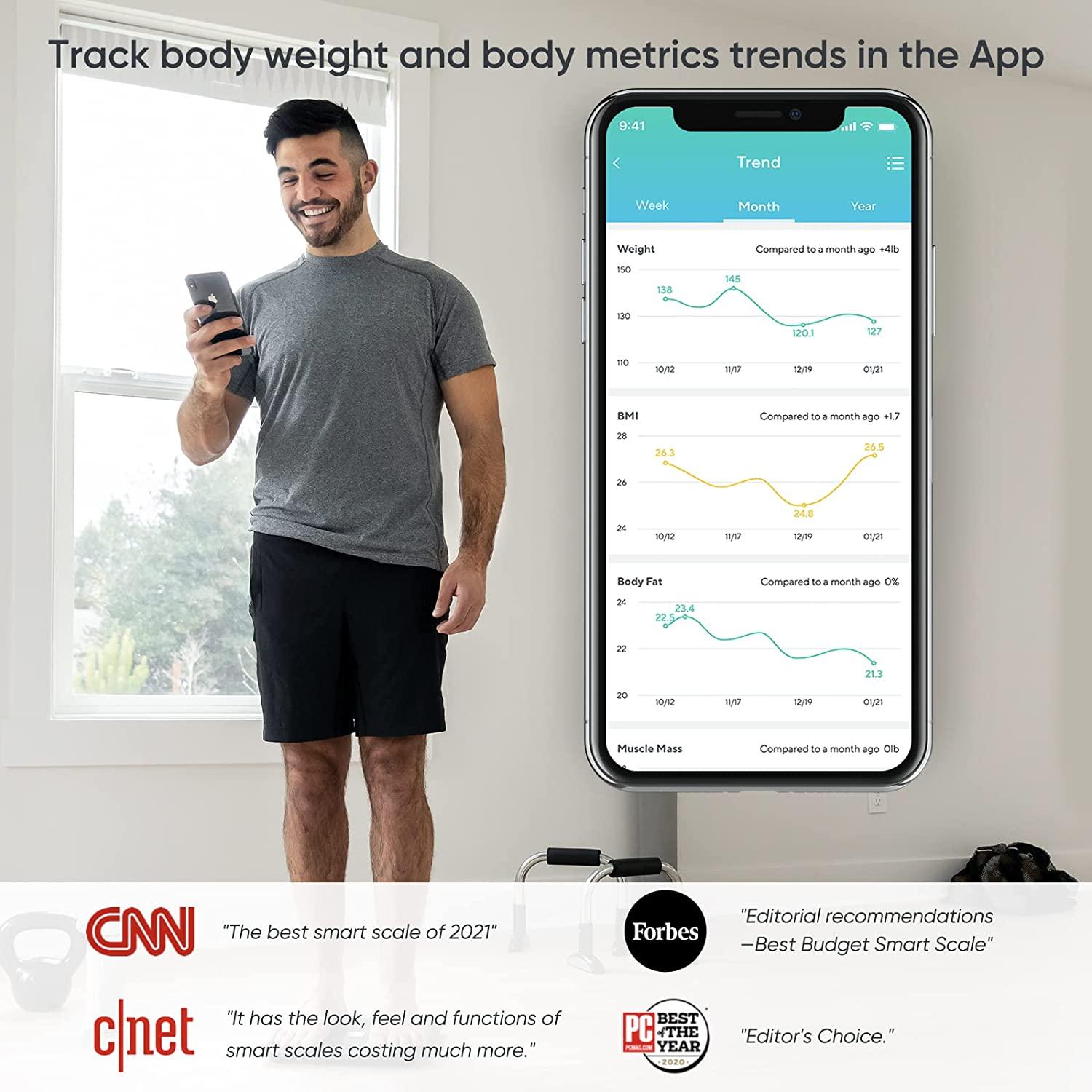WYZE Smart Scale for Body Weight Wireless Digital Bathroom Scale for BMI  Body Fat Percentage Heart Rate Monitor Body Composition Analyzer App  Bluetooth 400 lb Black Wyze Scale - Black