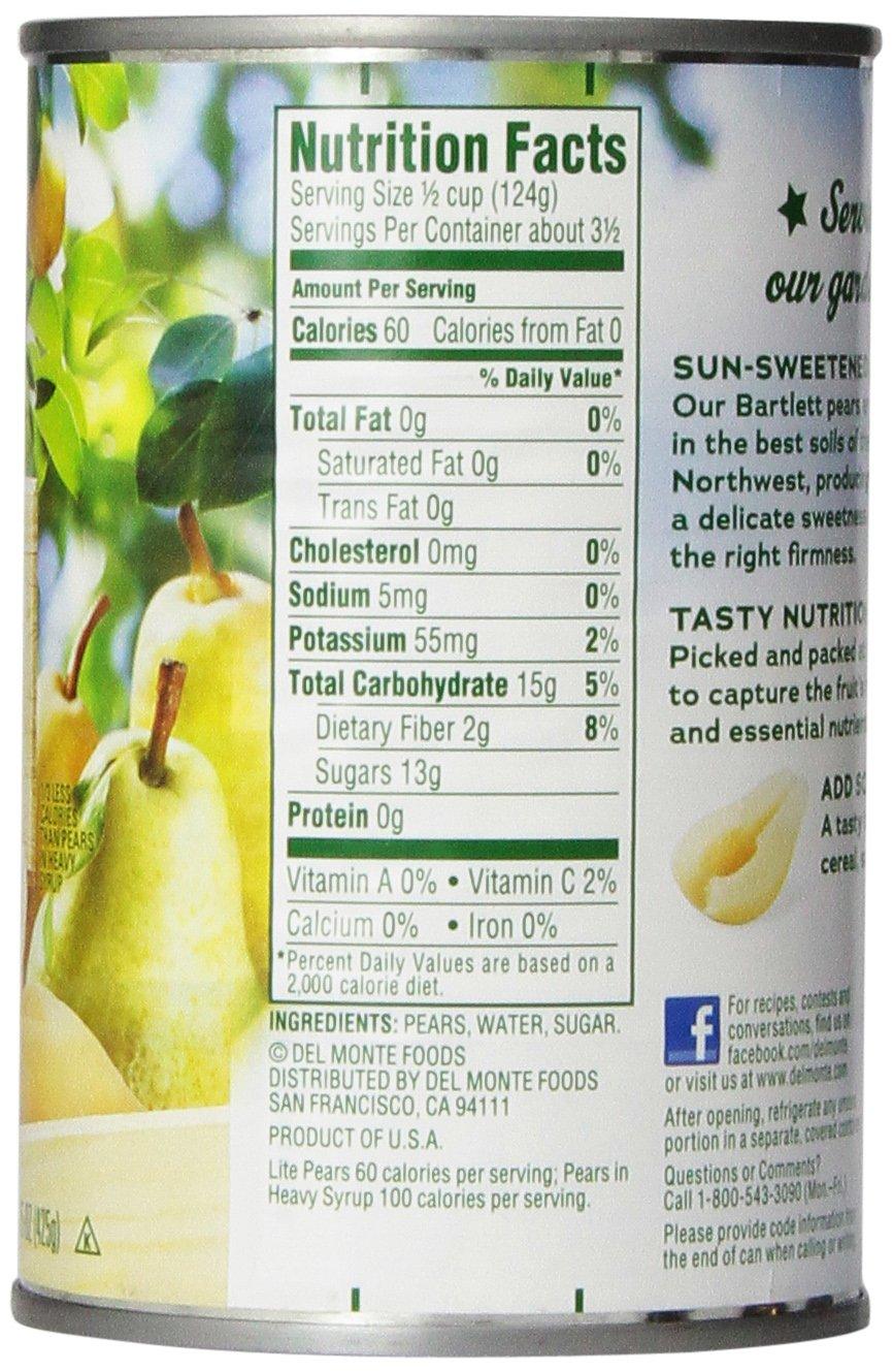 Del Monte Pear Halves, Lite, 15 Oz