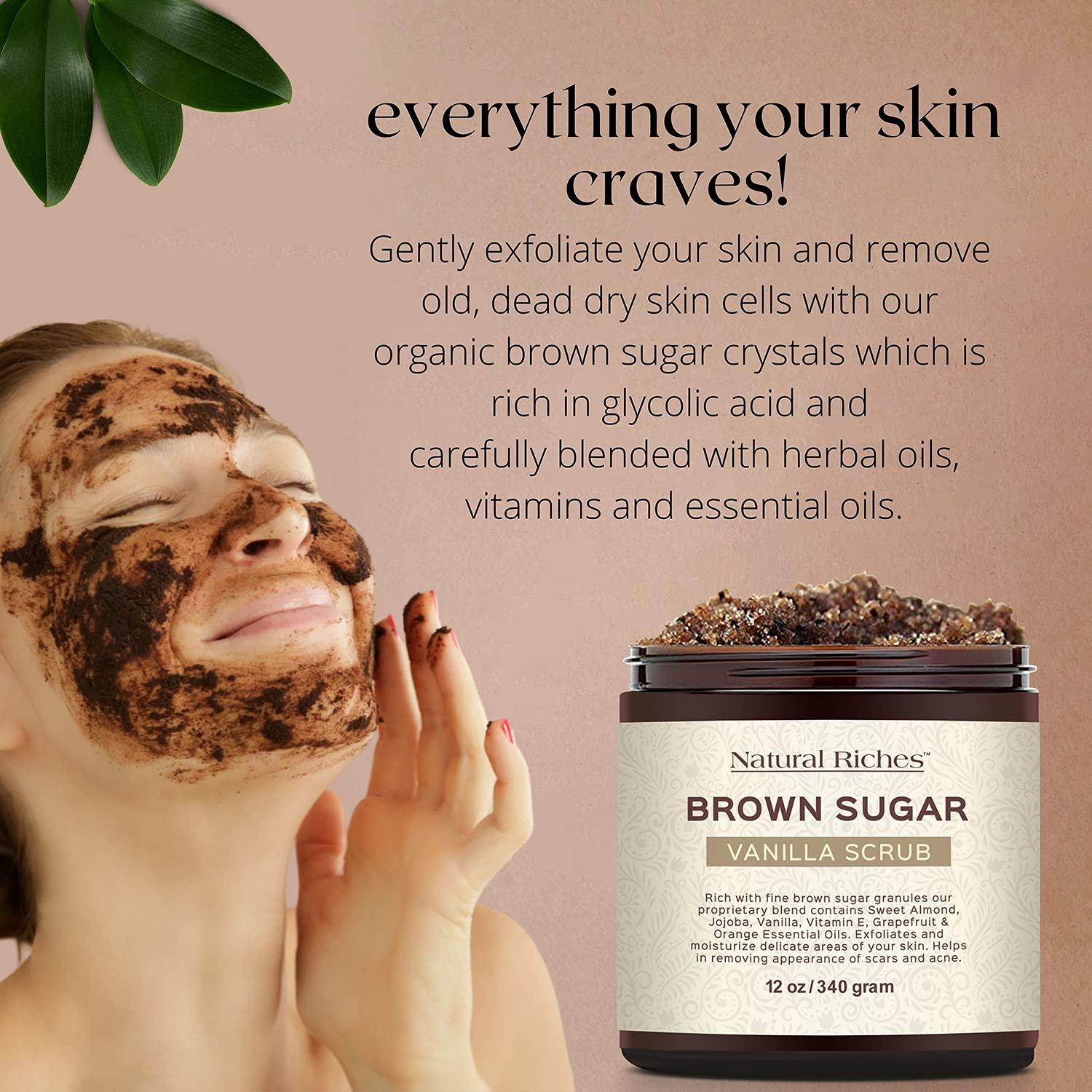 Natural Riches Brown Sugar Exfoliating Body Scrub with Vanilla for Cellulite and Exfoliation