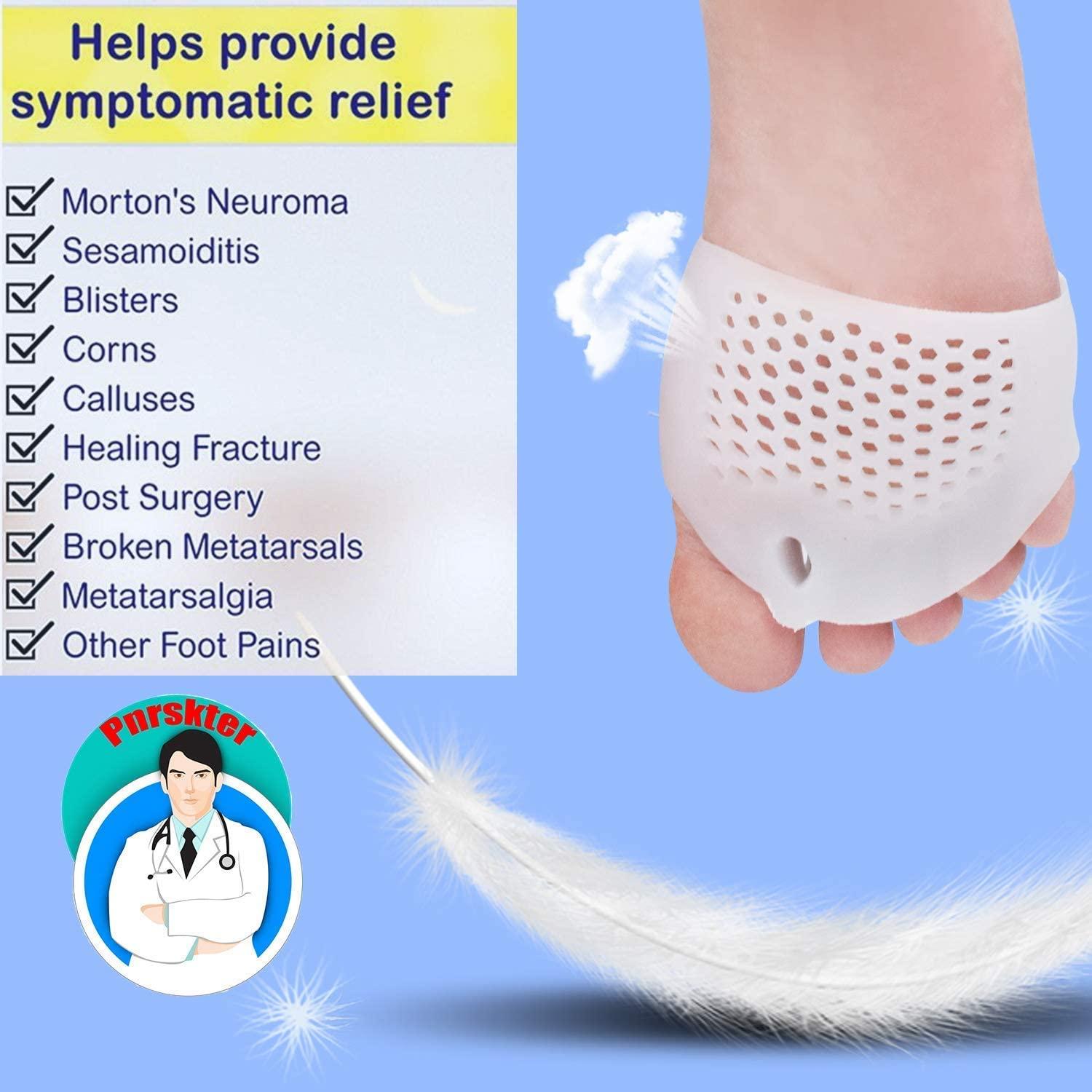 Metatarsal Pads and Toe Separator Set 4 Gel Cushions for Forefoot Pain, Diabetic Feet