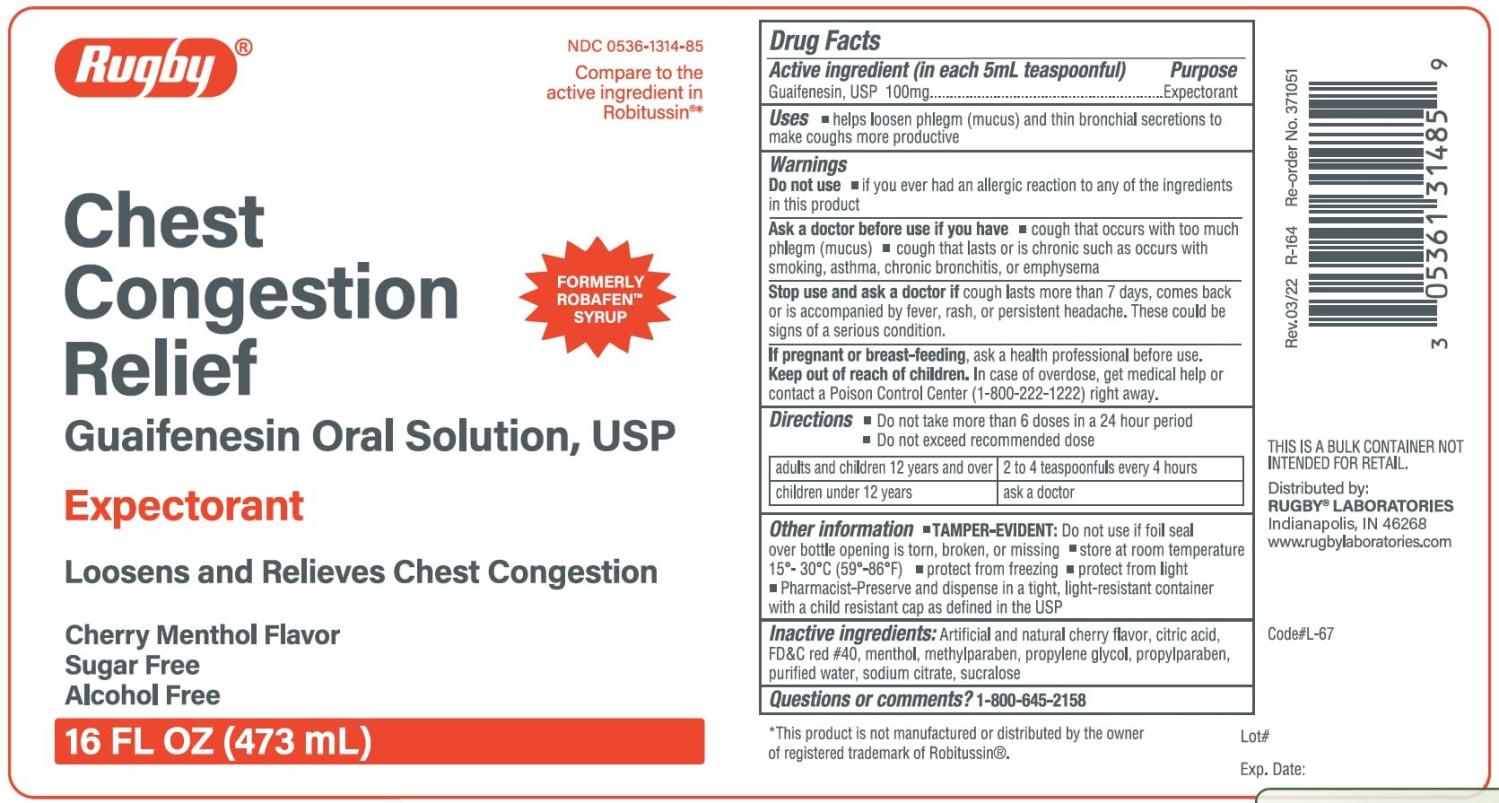 Rugby Chest Congestion Relief Guaifenesin 100 mg Expectorant Cherry