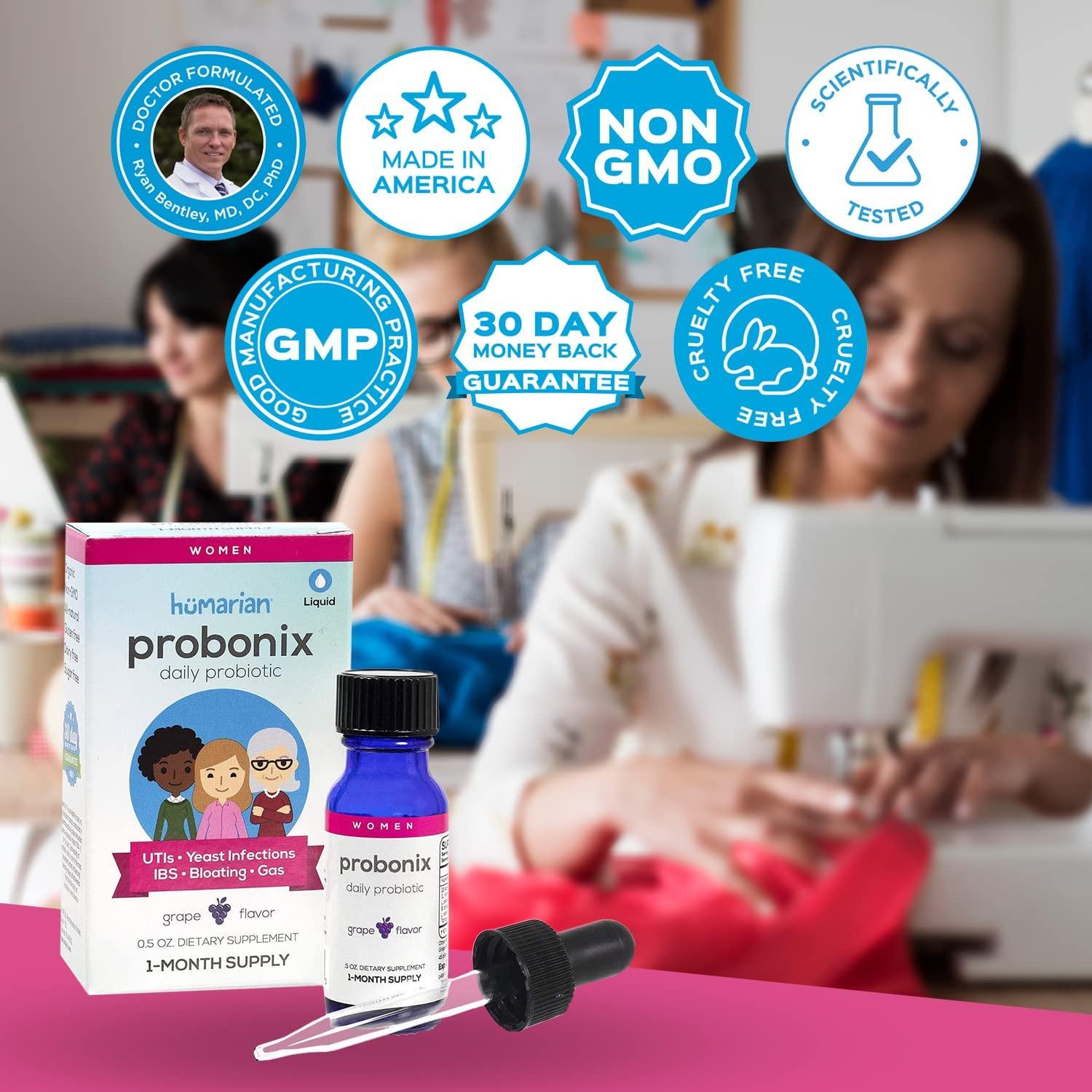 Probonix Probiotics for Women, Organic, NonGMO Liquid Probiotic Drops,12 Live Probiotic Strains