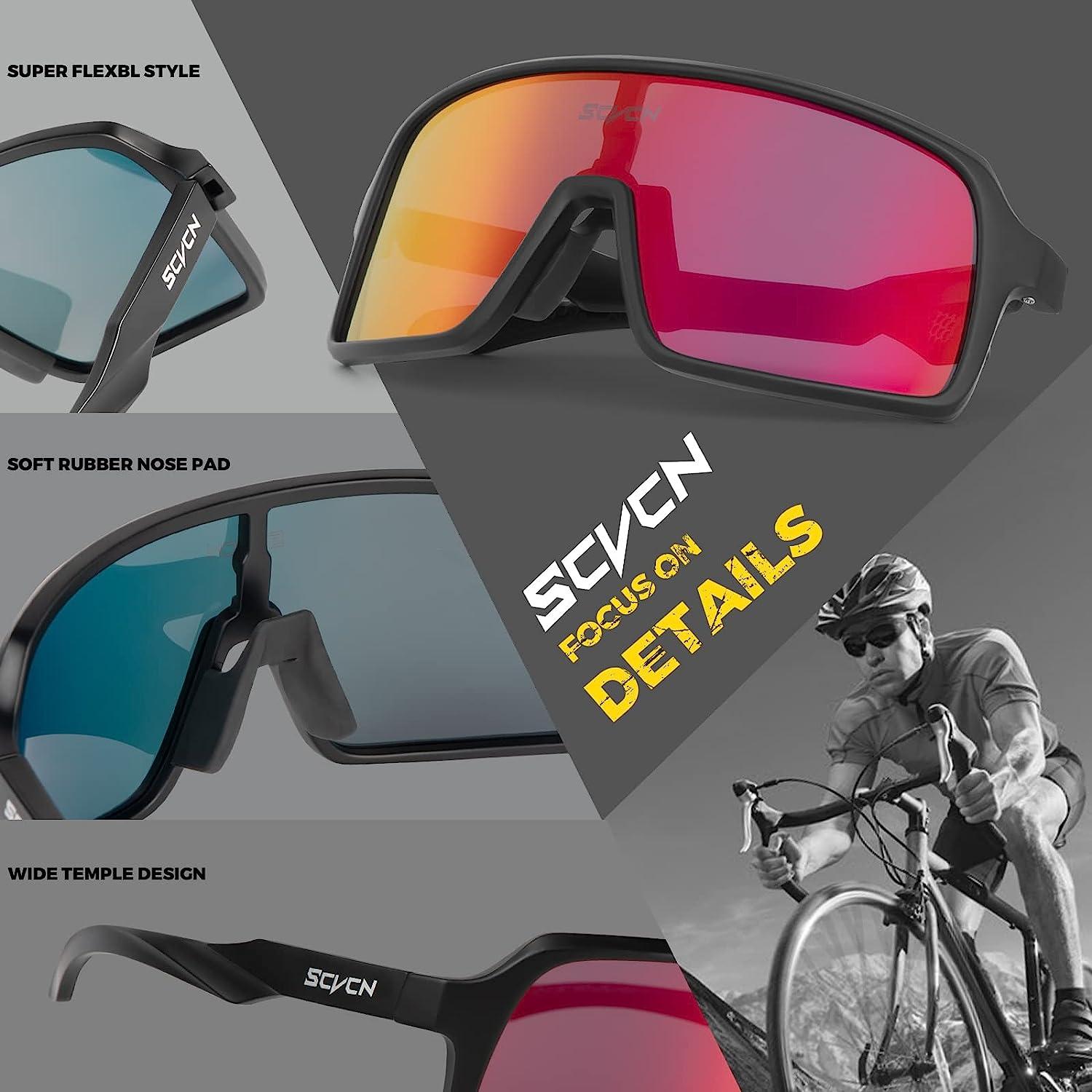 SCVCN Polarized Cycling Glasses Sport Sunglasses Men Women MTB Riding Glasses  Mountain Bike Glasses Baseball Running Fishing A01