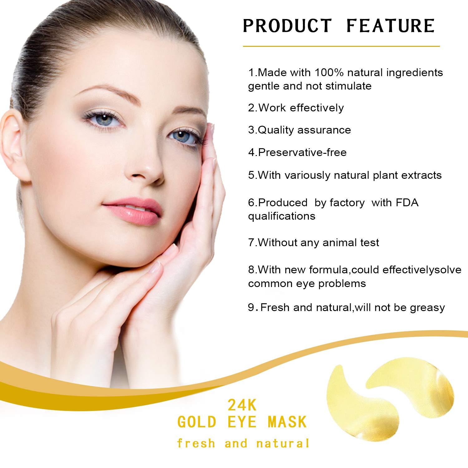 24K Gold Under Eye Patches Collagen Eye Mask for Dark Circles
