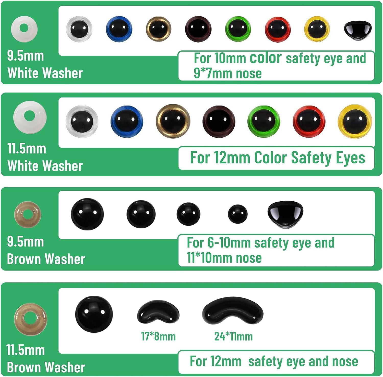 TOAOB 120 Sets Safety Eyes with Washers Plastic Crafts Eyes 10mm 12mm 14mm  Doll Eyes with Eyelid for Stuffed Crochet Plush Animals Amigurumis Crafts