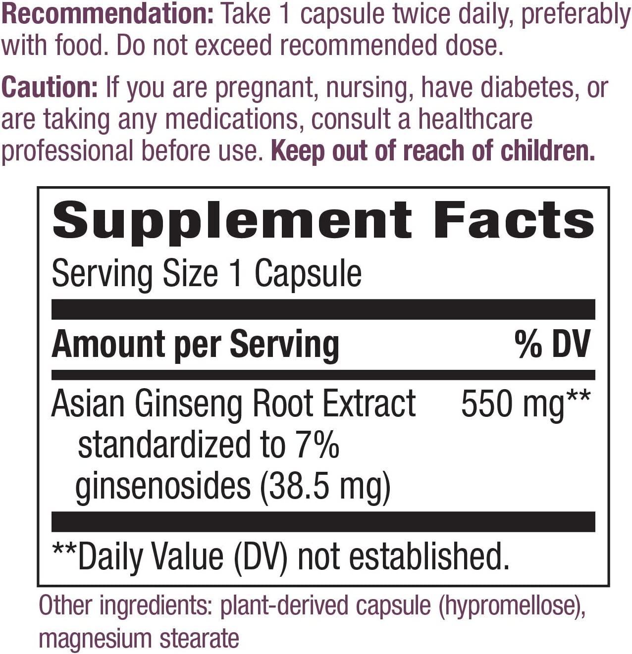Nature's Way Ginseng, Asian Standardized (Packaging May Vary) , 60