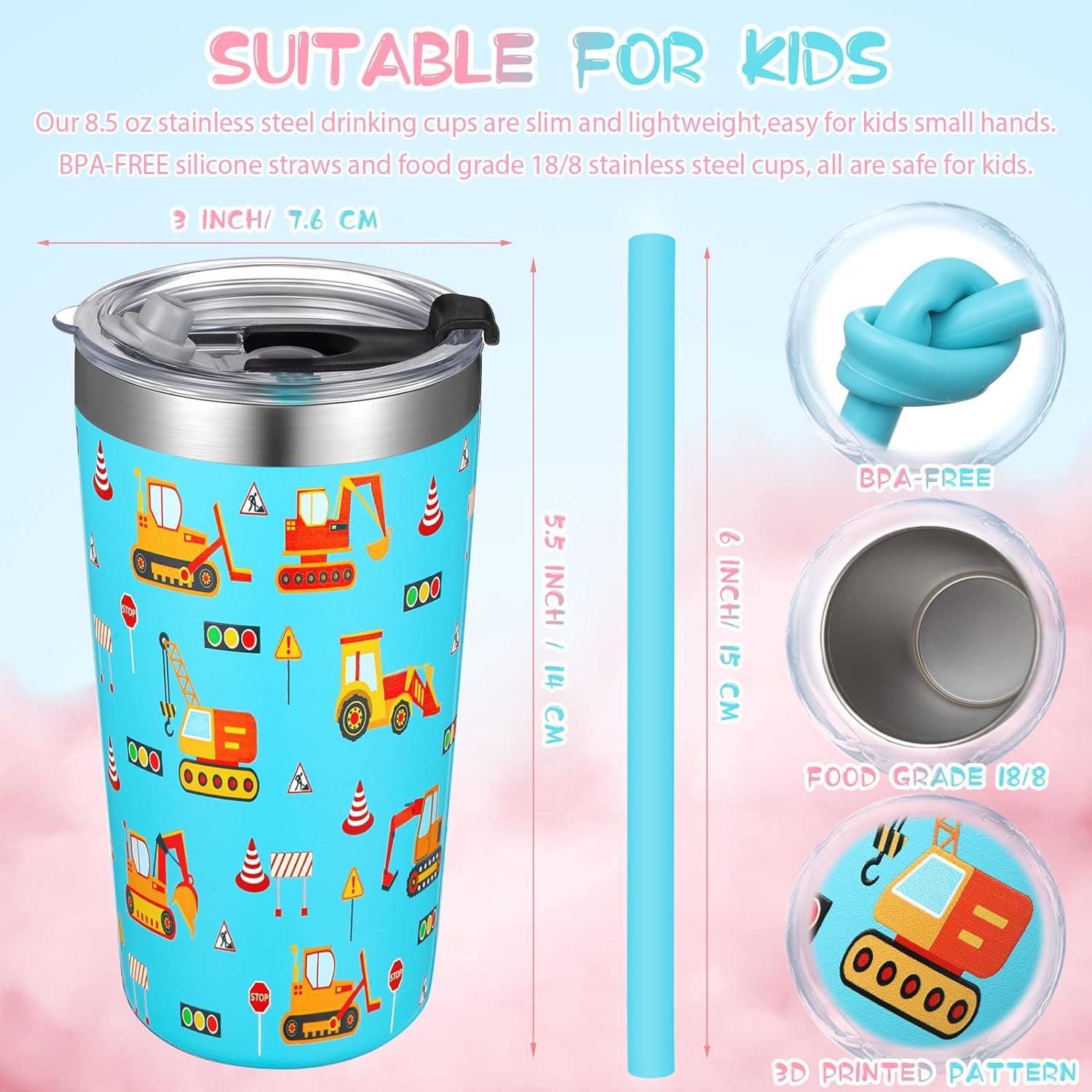 4 Pack Kids Cups with Straw Lid - 12 Oz Insulated Stainless Steel Tumbler  for Boys - Spill Proof & BPA Free - 4 Styles Powder Coated Toddler Smoothie  Cup | Buy