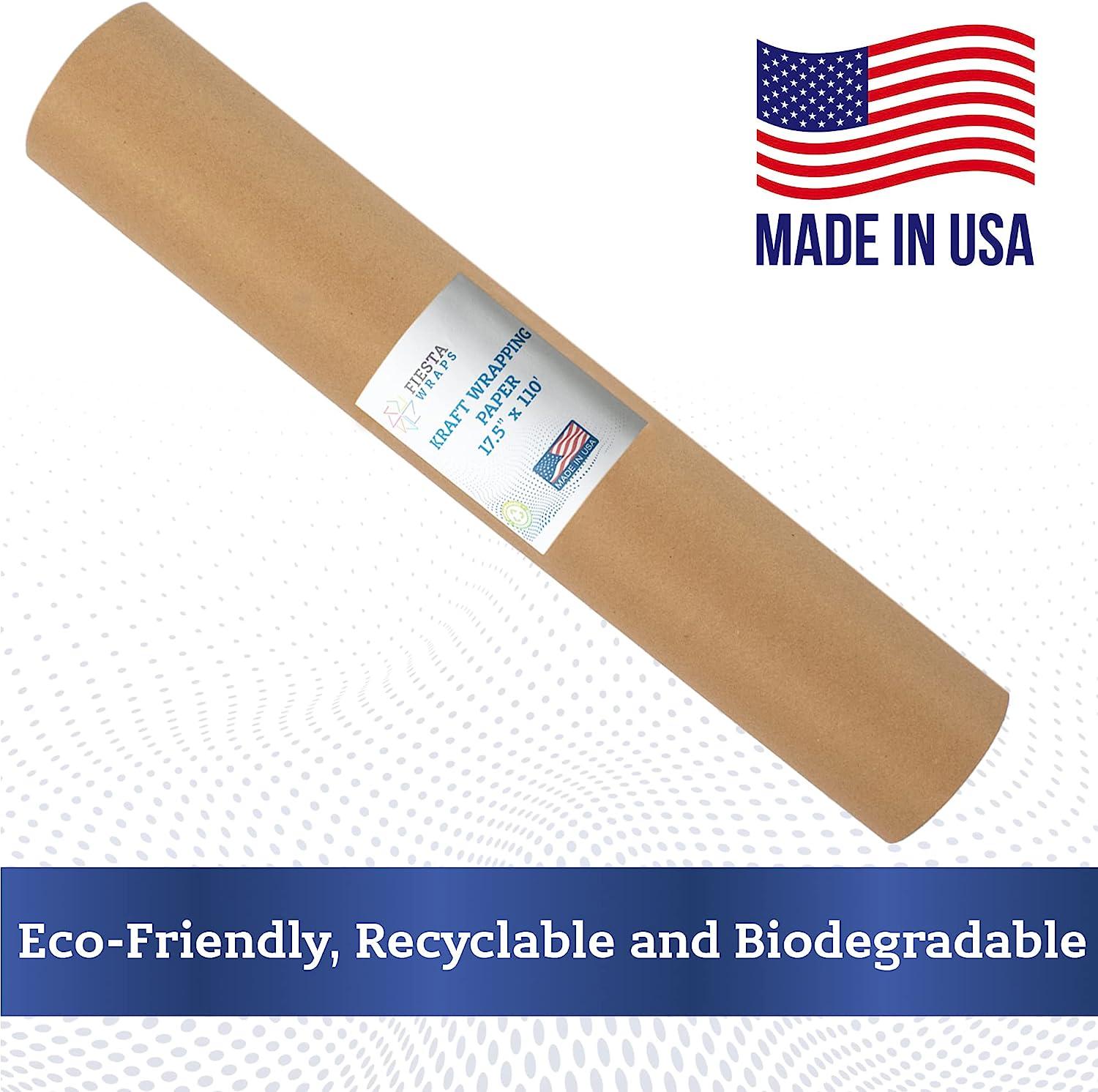 Brown Kraft Paper Roll 17.5 in x 1320 in (110 ft) Made in The USA - Brown  Paper Roll - Brown Wrapping Paper Roll - Brown Craft Paper Roll - Roll of