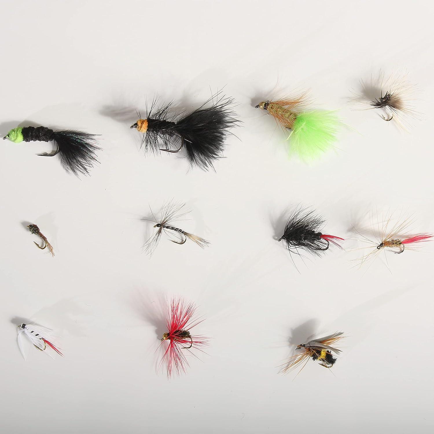 ANGLER DREAM Fly Fishing Flies with Waterproof Fly Box Kit for Bass Trout  Salmon 32Pcs/48Pcs/88Pcs/100Pcs Premium Hand-Tied Dry Flies, Nymphs, Scud  Streamers Lures Starter Kit with Hooks 32pcs Fly Flies