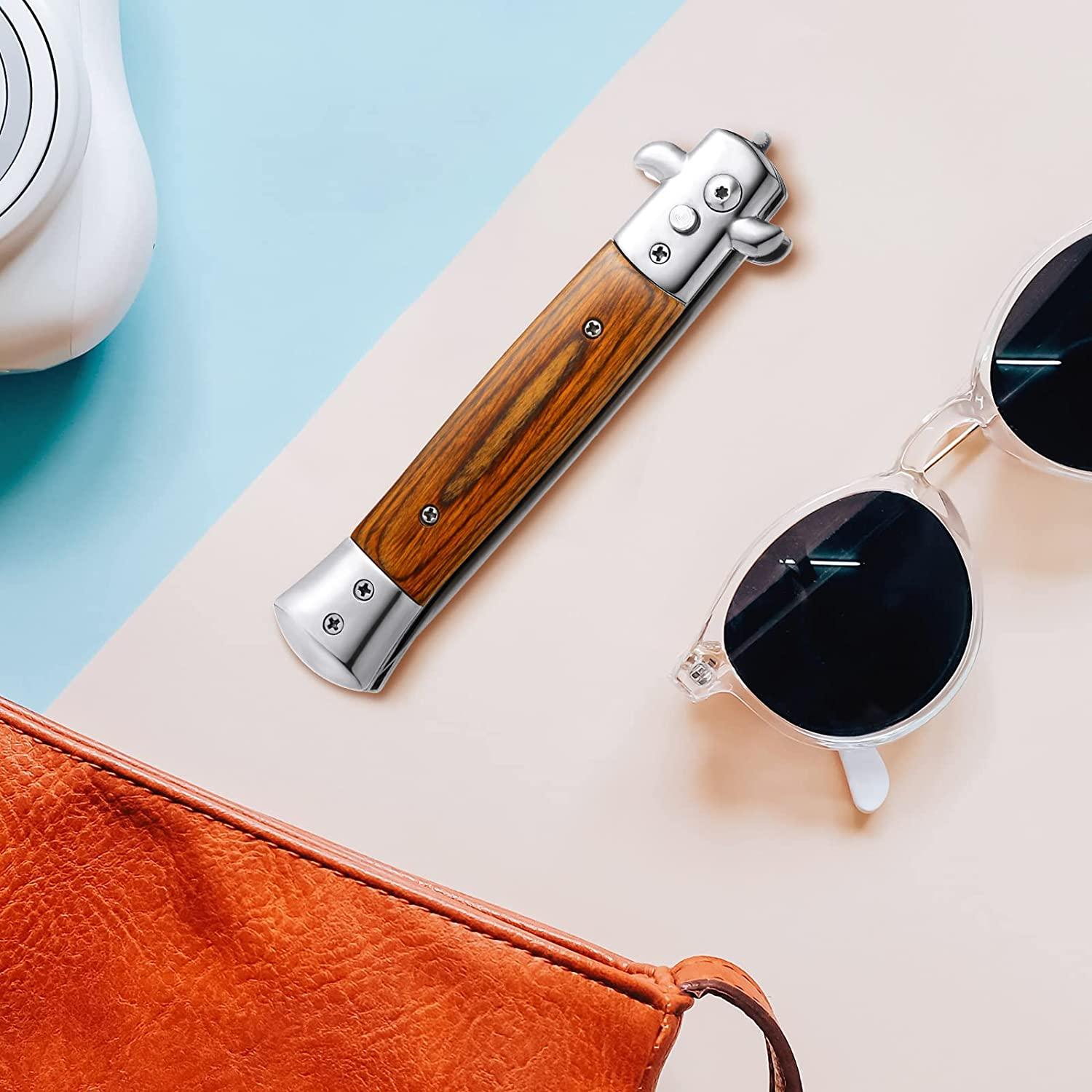 Wood Grain Switchblade Comb and Folding Butterfly Comb Set - Iridescent ...