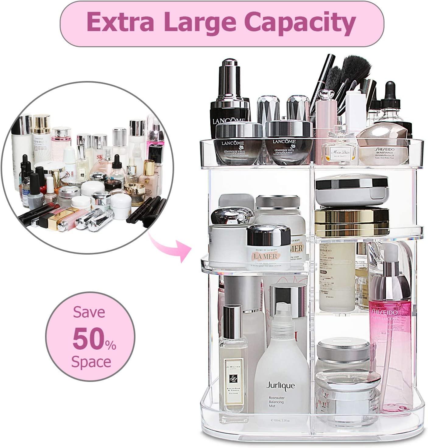 BOCONY Makeup Organizer 360 Rotating,Cosmetics-Organizer for  Countertop,Skincare-Organizers Extra Large Capacity with Adjust Layers for  Vanity, Bath