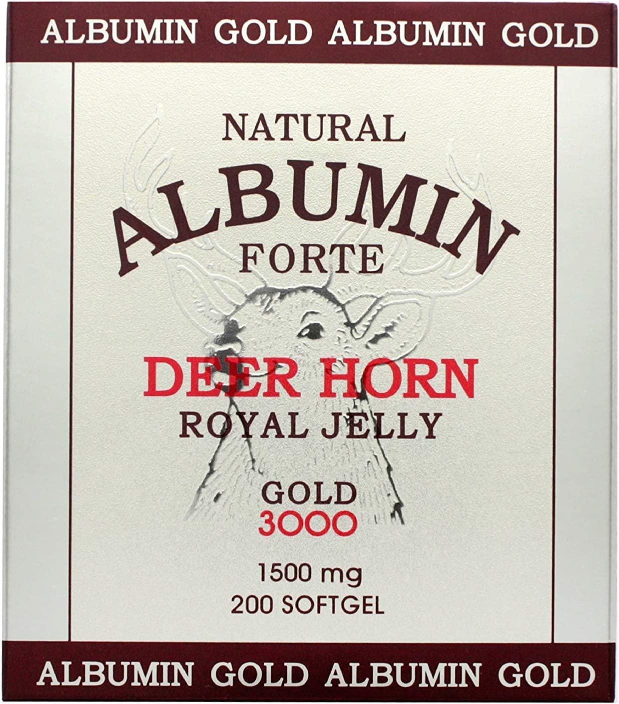 Natural Albumin Forte Deer Horn Royal Jelly Softgels 1500mg/200 Count