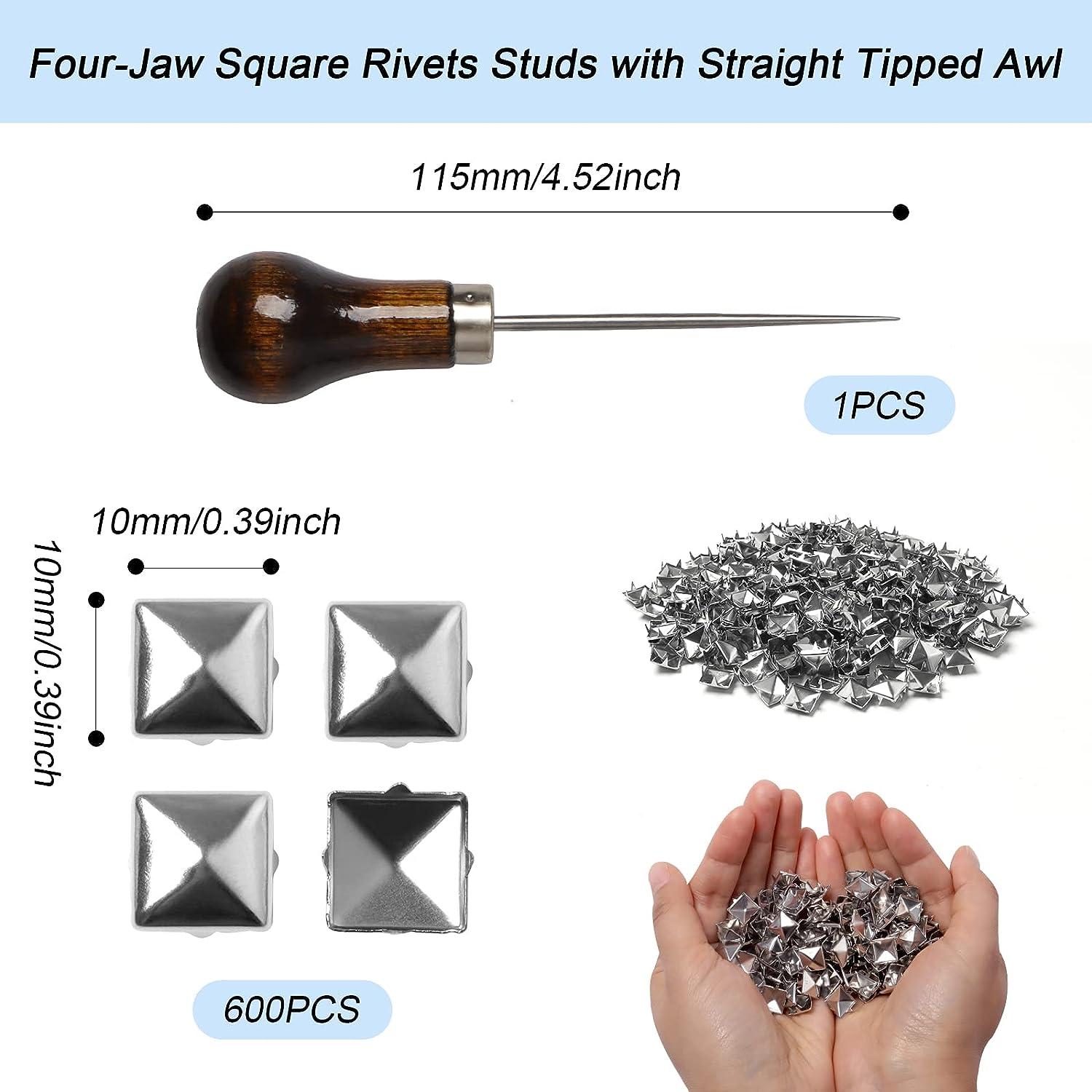 600 pc 10mm Silver Pyramid Studs Rivets Punk Spikes for Clothing