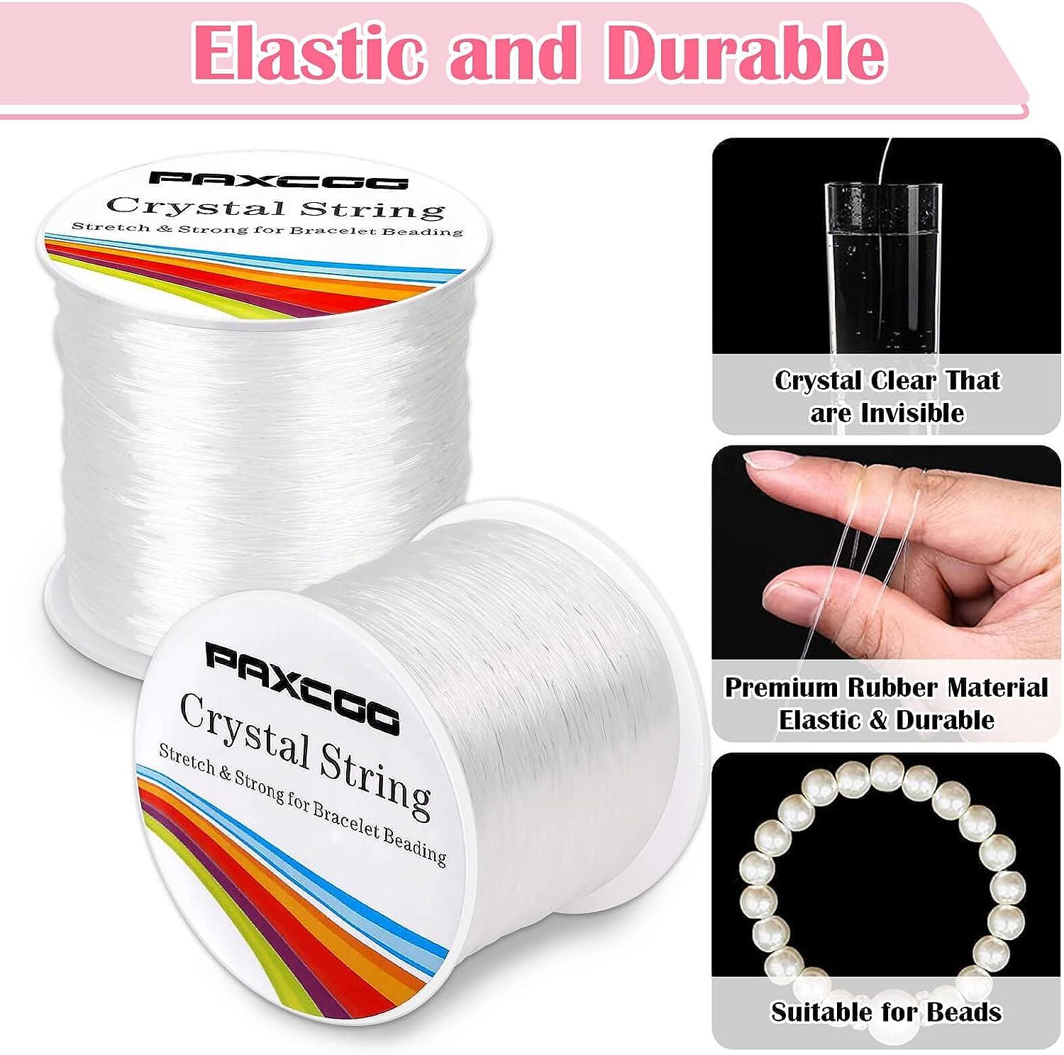 Paxcoo 2 Rolls Elastic Stretchy Bead String Cord for Clay Beads 0.5MM Crystal Clear