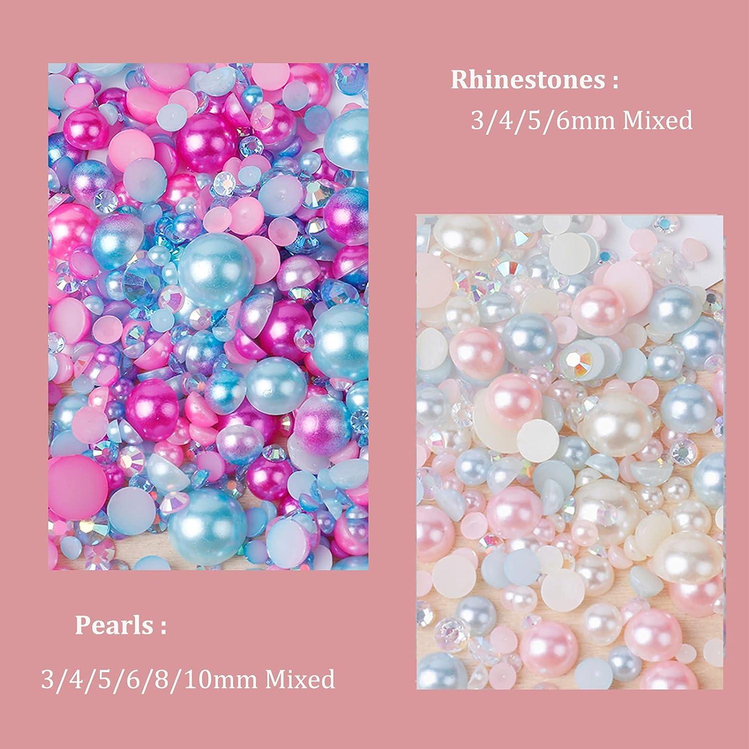 Mix Flatback Pearls and Rhinestone,60g Resin Rhinestones Half