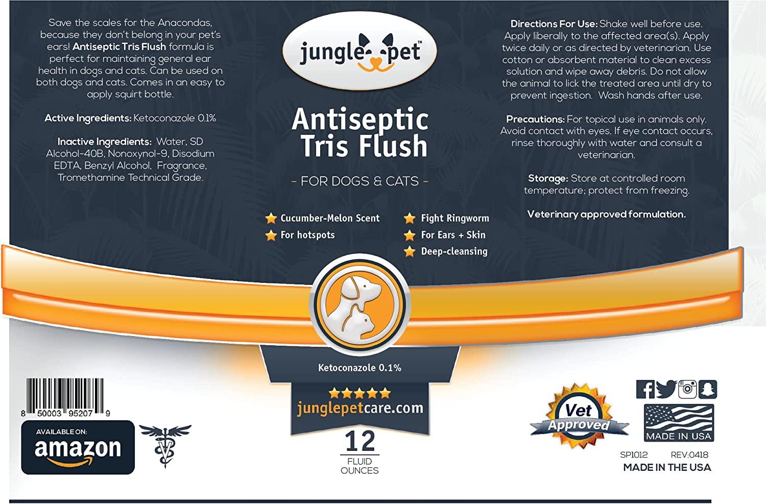 Jungle Pet Trizultra Keto Flush for Dogs Antiseptic Dog Ear Cleaner