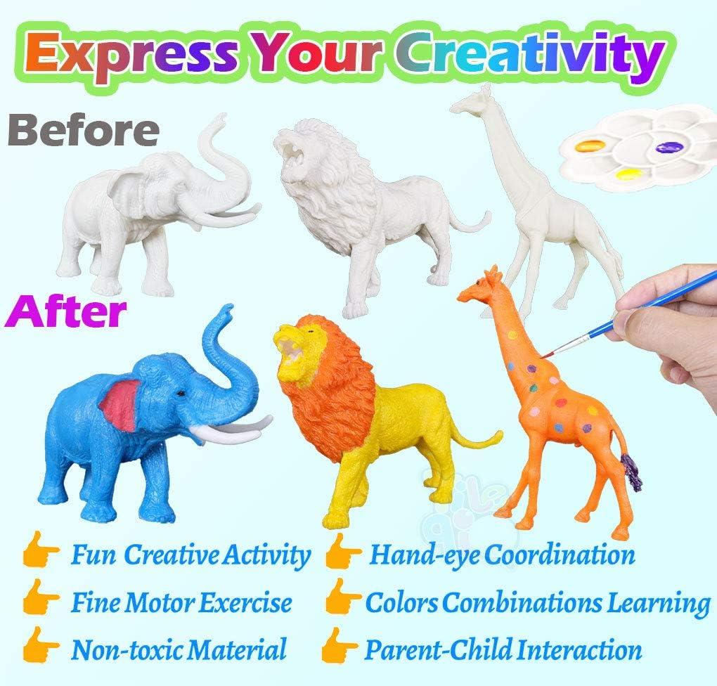 Yileqi Safari Animal Painting Kit for Kids DIY Arts and Crafts Set for Boys and Girls Ages 48