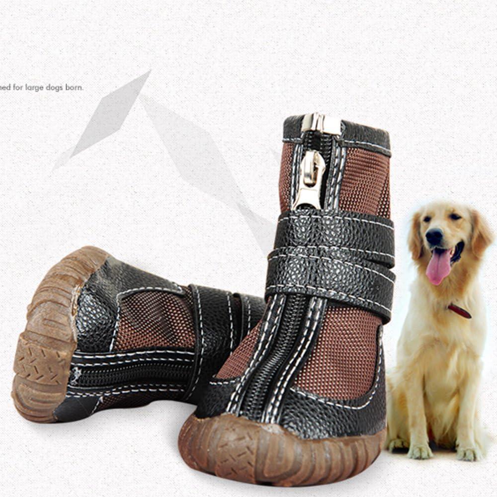 FLAdorepet Large Dog Waterproof Martin Boots Pack of Brown