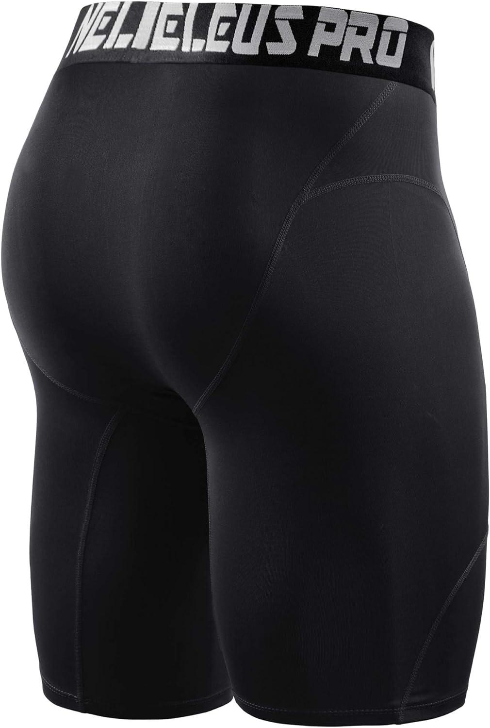 NELEUS Men's 3 Pack Compression Shorts Medium 6065 Black/Black
