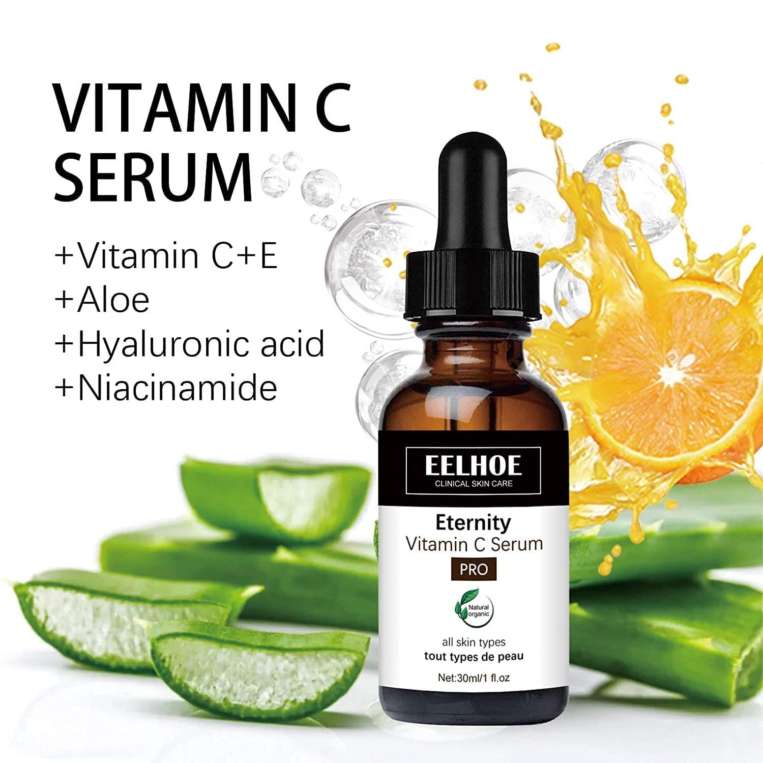 Eelhoe Vitamin C Serum Bundle with Hyaluronic Acid - Anti Aging & Melanin  Correcting Formula | Buy Now with Express International Delivery |  GoSupps.com