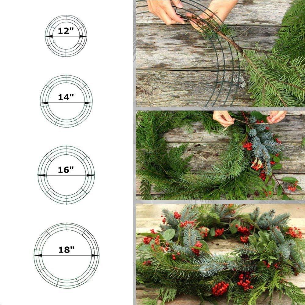 MTB 14 inch Round Wire Wreath Frames Green, Pack of 5 Wreath Forms Wreath  Rings for DIY Christmas New Year Decor 14inch Pack of 5