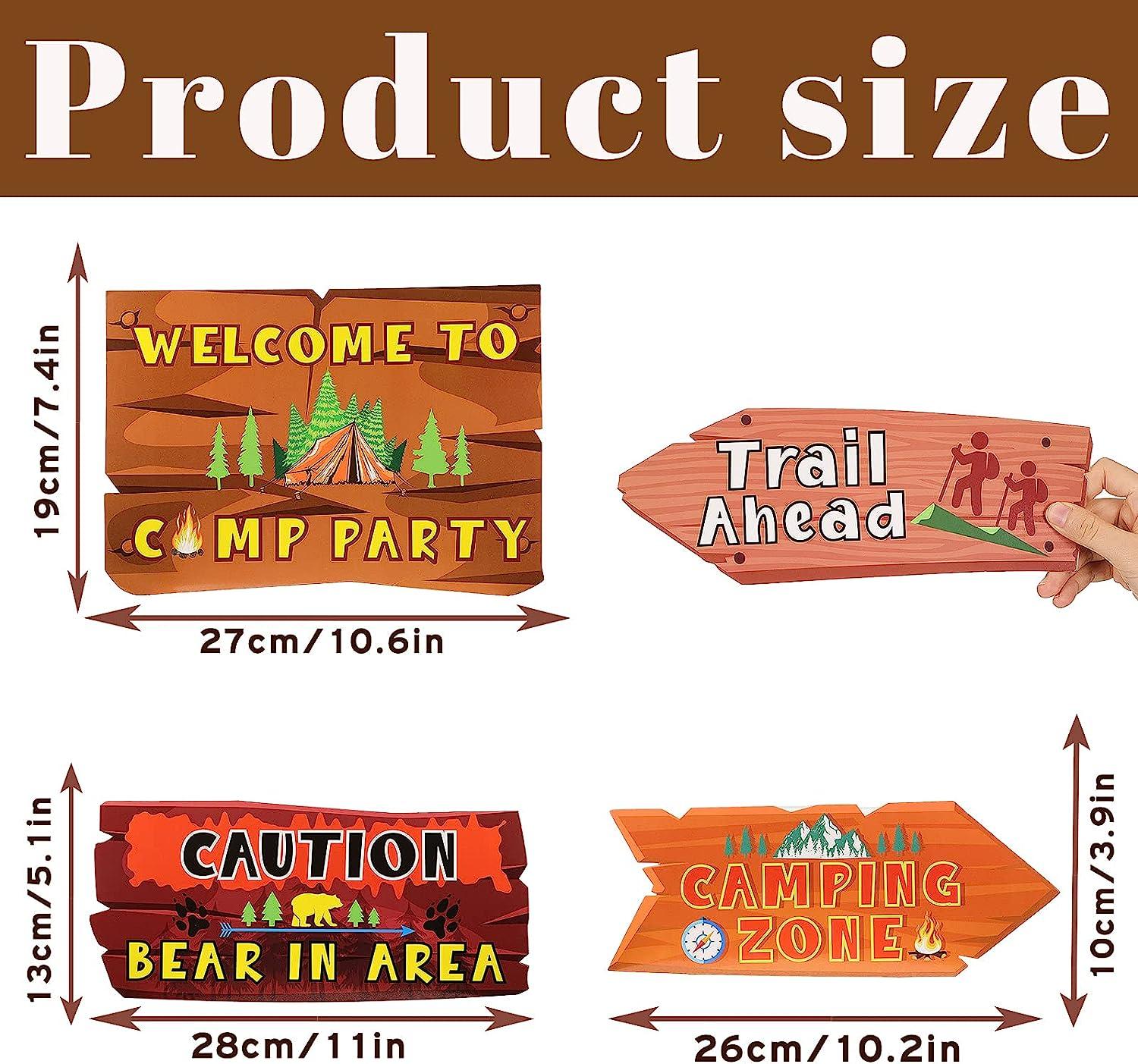 Camping Party Directional Signs Set of 20 Cardstock Signs for Outdoor