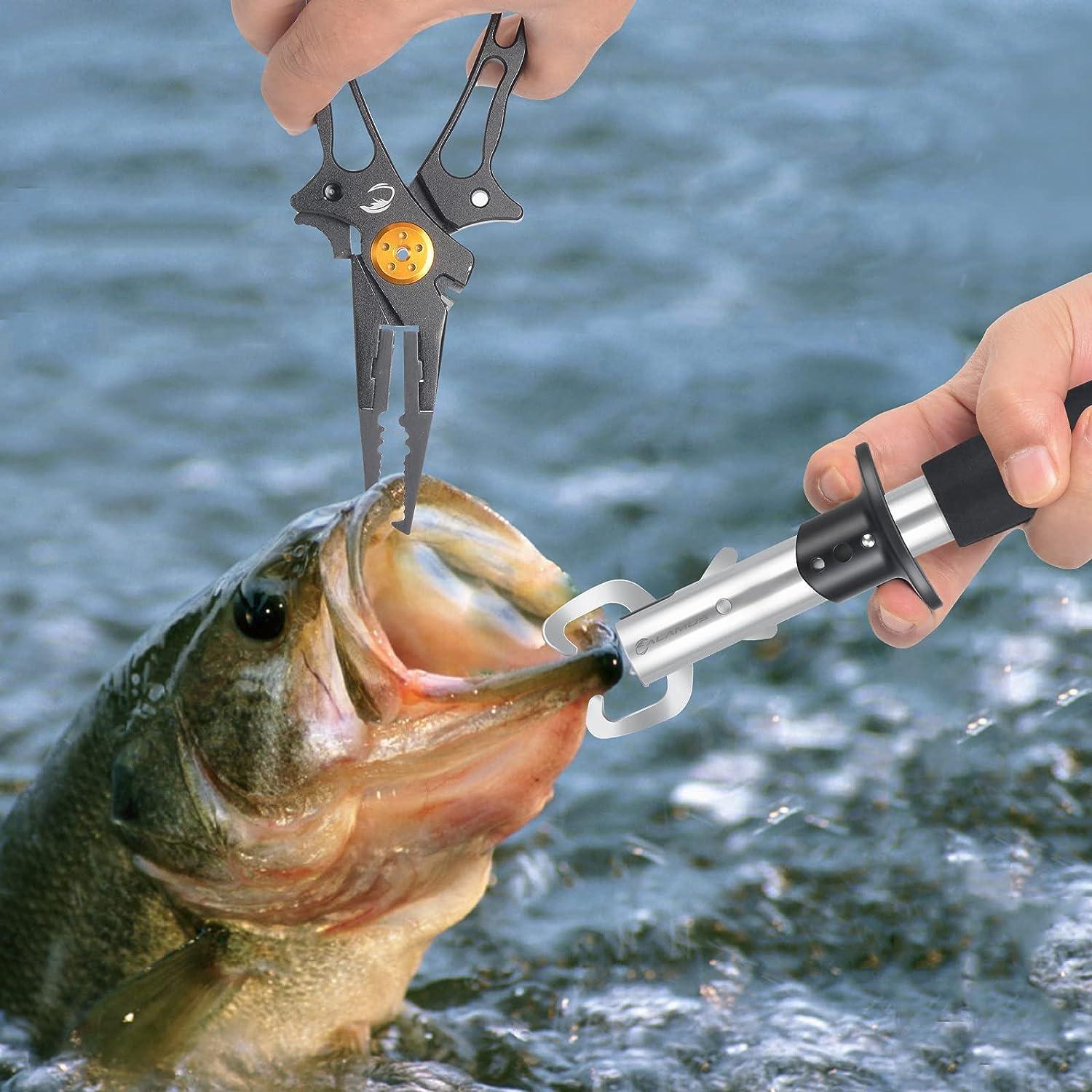 Calamus Fishing Pliers with Fish Lip Gripper, Lightweight Aluminum