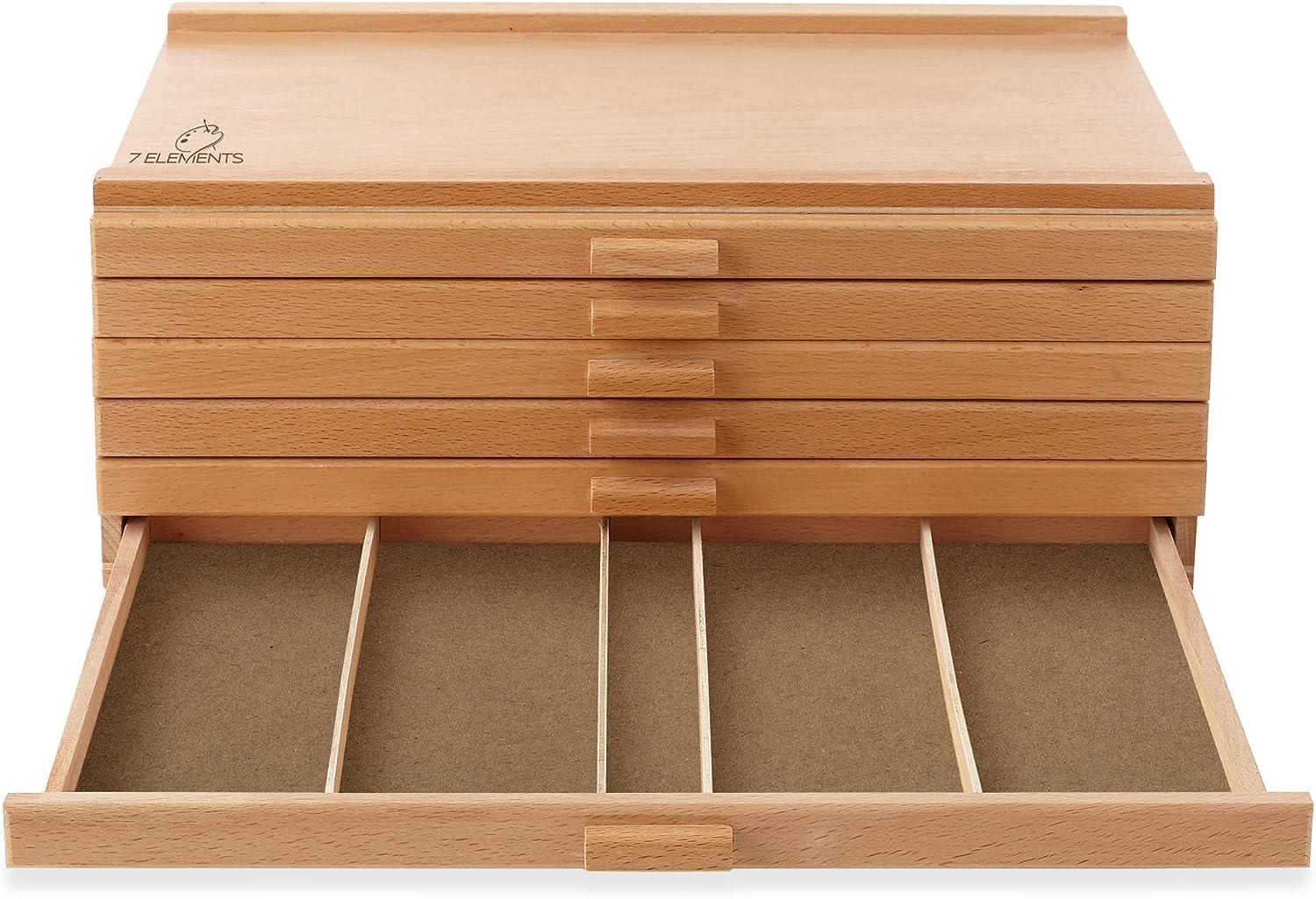 US Art Supply Artist Wood Pastel Pen Marker Storage Box with Drawer(s) (Large Tool Box)