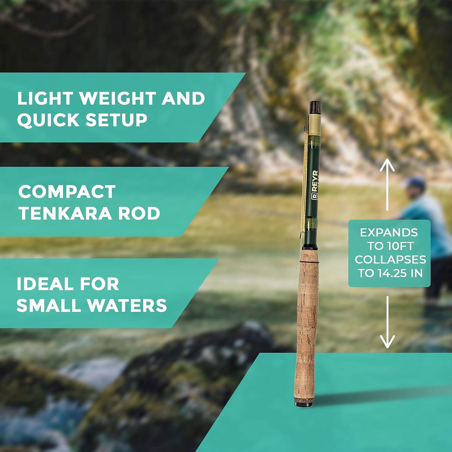 REYR Gear - Tiny Cast Tenkara Rod, Ultralight Fishing Rod with Built-in  Line Keepers, Telescopic Travel Rod for Smaller Waters, Portable Fly Fishing  Kit for Backpacking Trips