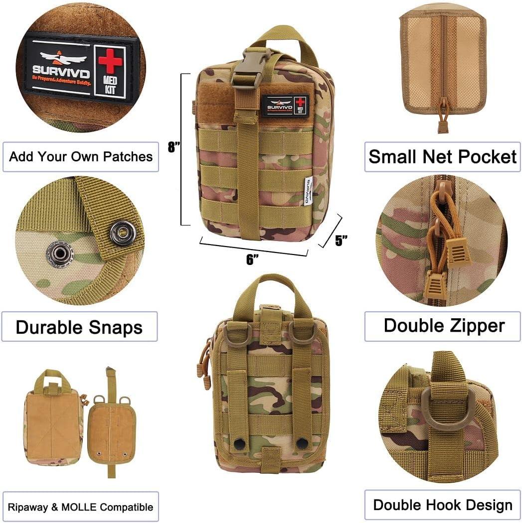 Tactical MOLLE First Aid Survival Premium Trauma Kit IFAK stop the
