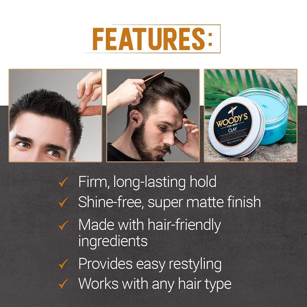 Woodys Clay for Men Matte Finish with Firm and Flexible Hold Adds ...