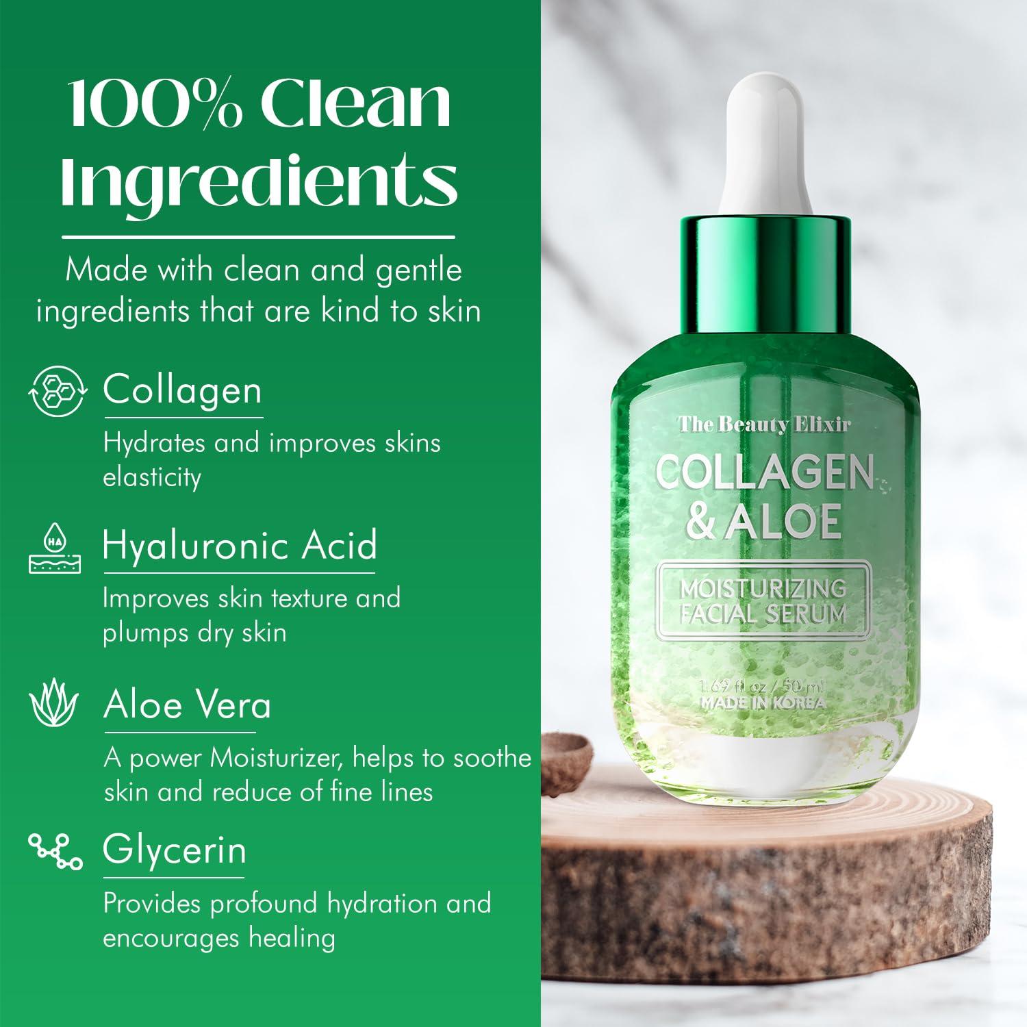 Aloe & Collagen Serum - Anti-Aging Hydrating & Skin Tightening | Korean  Skin Care for All Skin Types | Paraben Free & Vegan - 1.69 Fl. Oz | Buy Now  with Express International Delivery | GoSupps.com