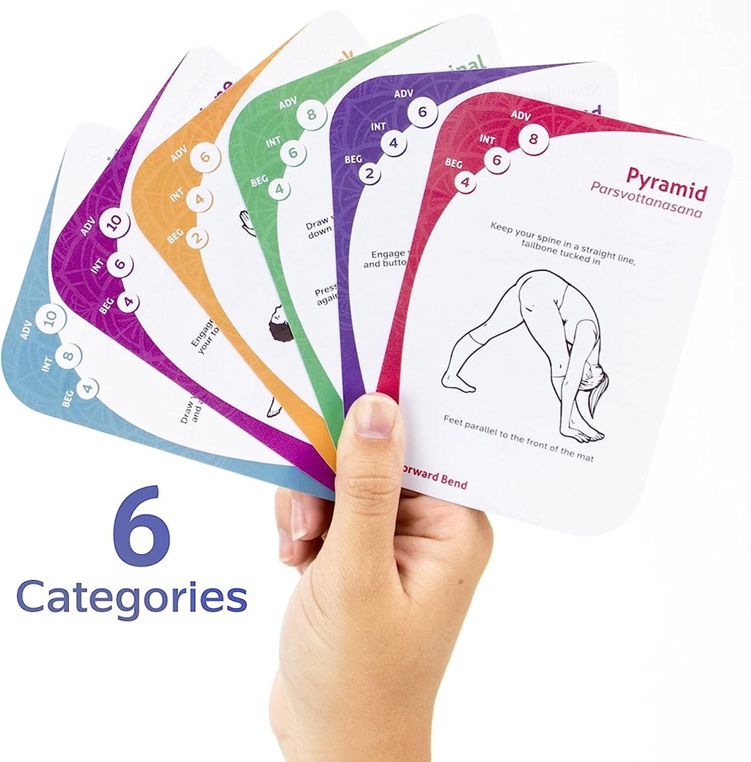 Yoga Cards, 63 Card Deck With Tips & Tricks as Well as Instructions, More  Than 45 Essential Poses For Teaching Flexibility
