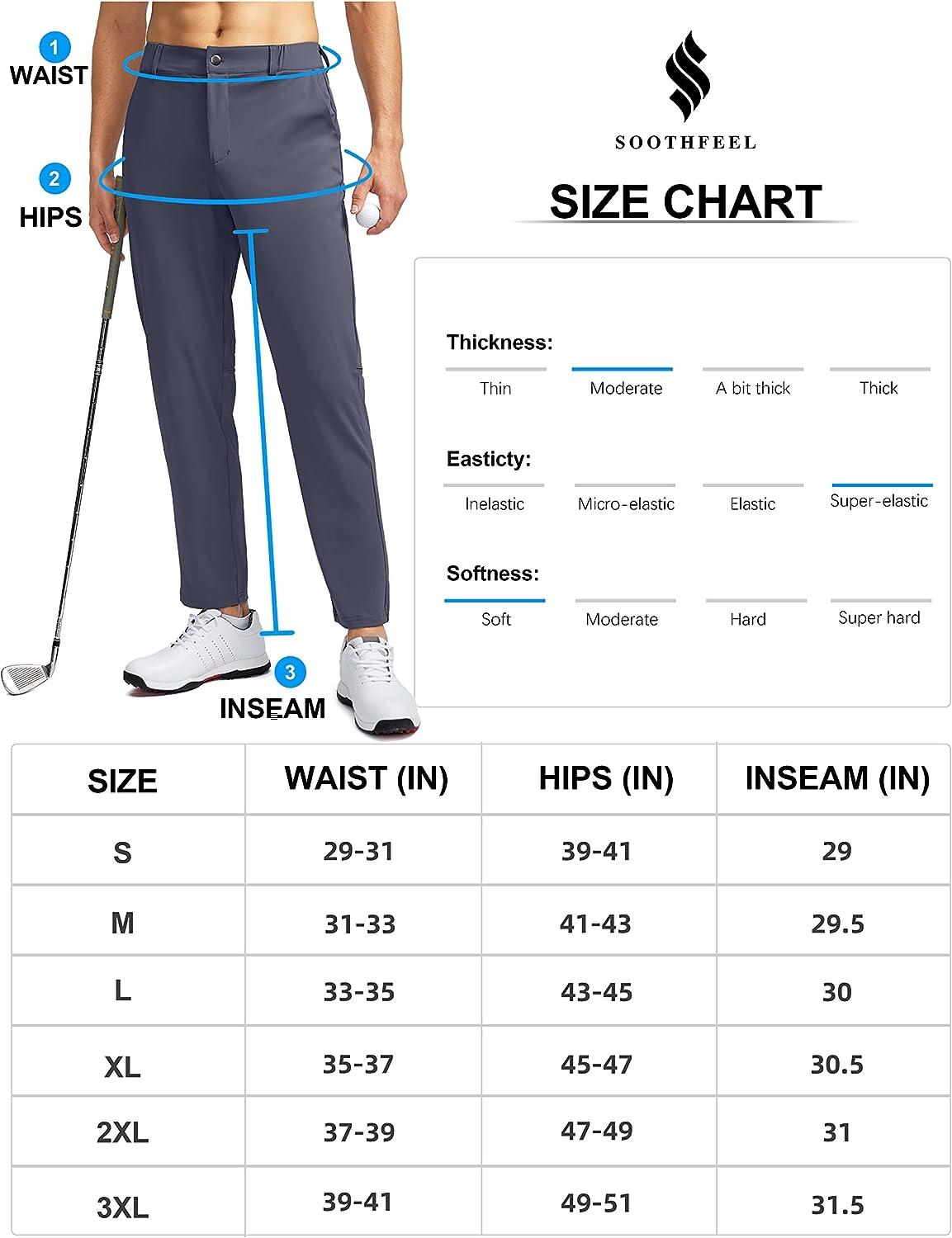 Soothfeel Men's Golf Pants with 5 Pockets Slim Fit Stretch Sweatpants  Casual Travel Dress Work Pants for Men Dusty Blue Large