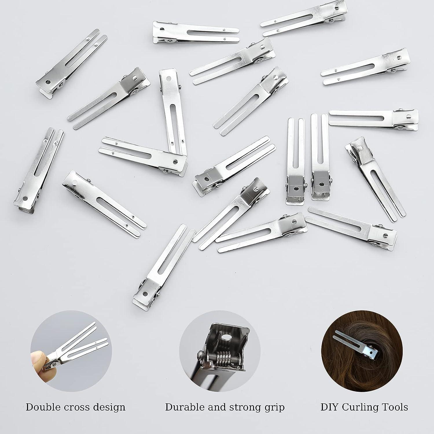 50 Packs DIY Curl Clips, Hairdressing Double Prong Curl Silver Metal Alligator Clips Metal Crocodile Alligator Hair Clips Salon Women Girls Accessorie - View #5