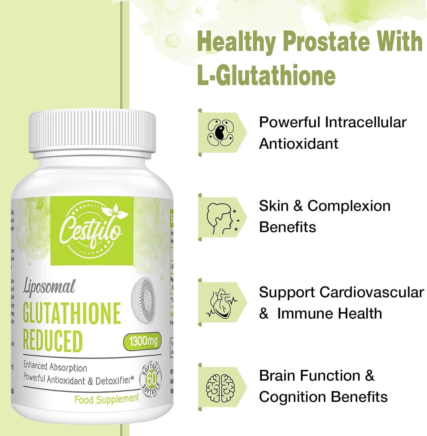 glutathione vitamin c face and body lotion Cestfilo Liposomal Glutathione Reduced 1300 mg Active Form L Glutathione  Reductase (GSH) Powerful Antioxidant for Optimal Cell Protection (60 Count  (Pack of 1)) | Buy Now with Express International Delivery