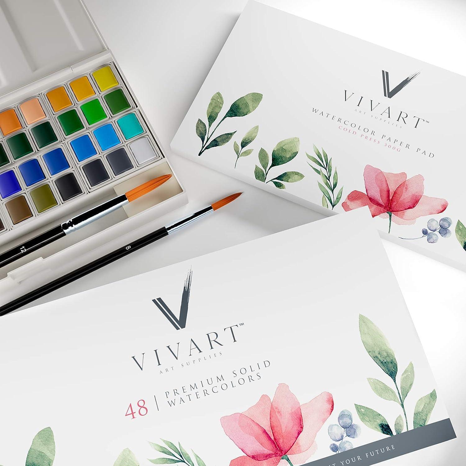 Watercolor Paint Set with 48 Premium Colors Includes 2 Artist Brushes