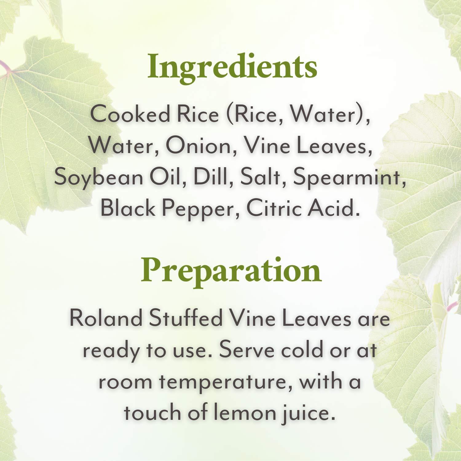 Roland Foods Canned Dolmas, Stuffed Vine Leaves with Rice and Spices