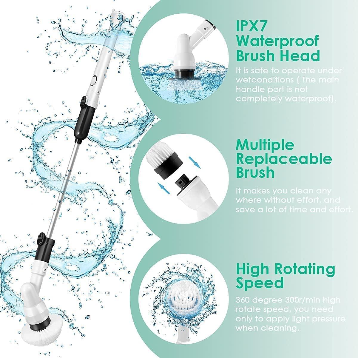 Electric Rotary Scrubber Cleaning Brush, Long Handle Shower