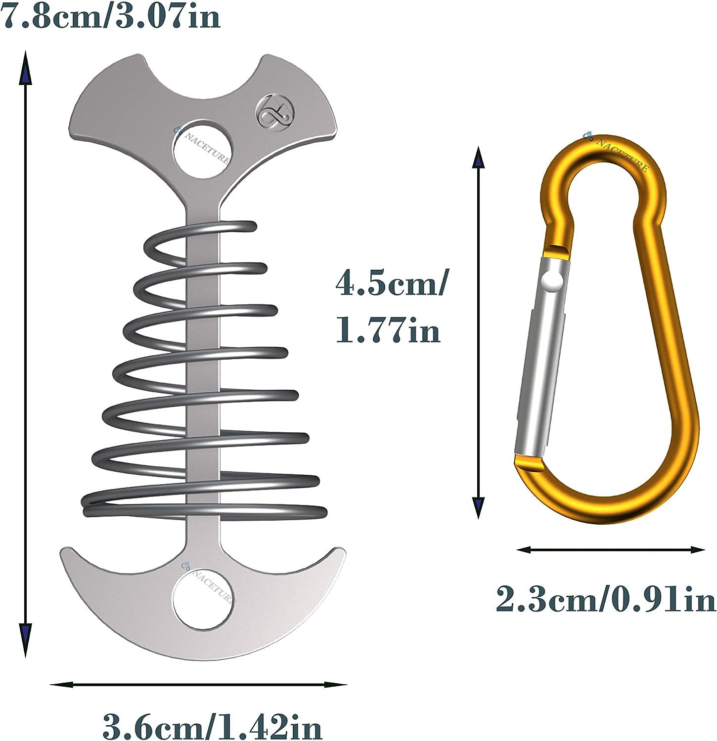 NACETURE Tent Rope Tightener with Clips Aluminum Deck Tie Down Cord