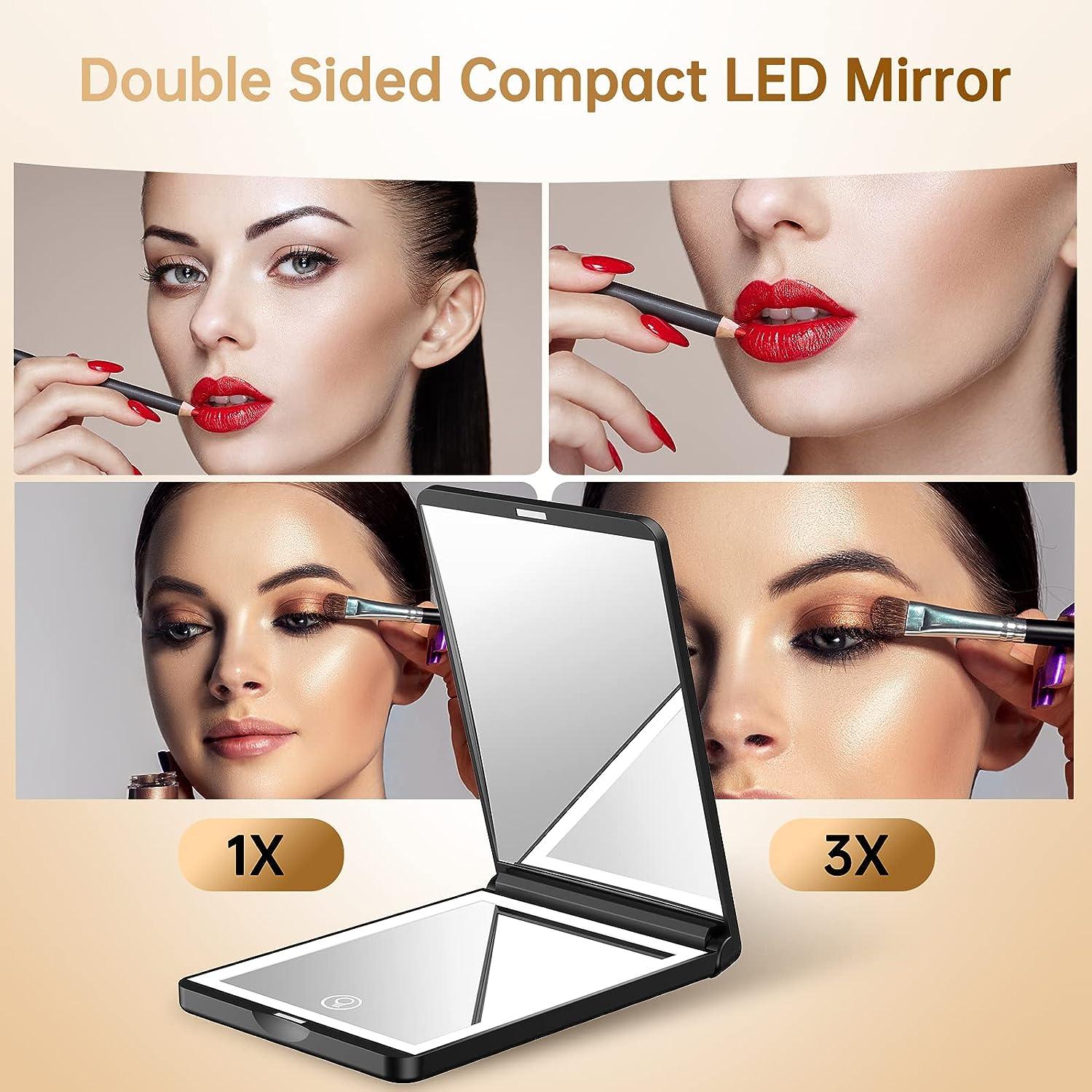 Benbilry LED Lighted Compact Makeup Mirror 1X/3X Magnification