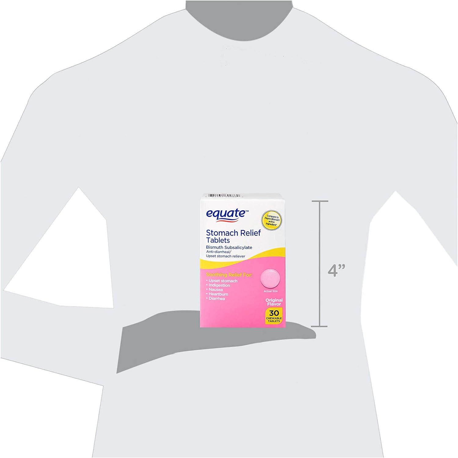 Equate Stomach Relief Pink Bismuth Subsalicylate 30 Chewable Tablets