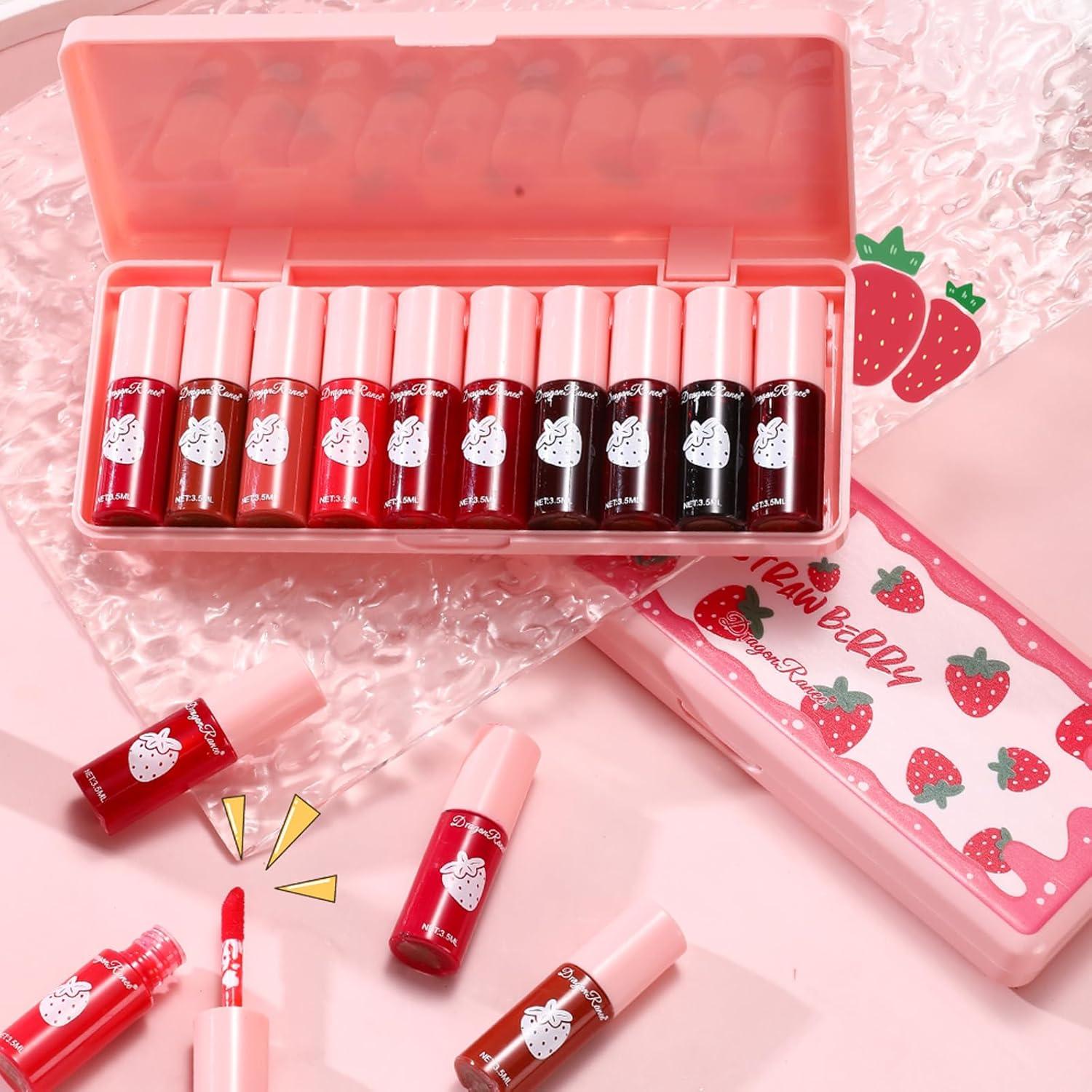 10 Colors Korean Lip Tint Stain Set - Moisturizing Velvet Mini
