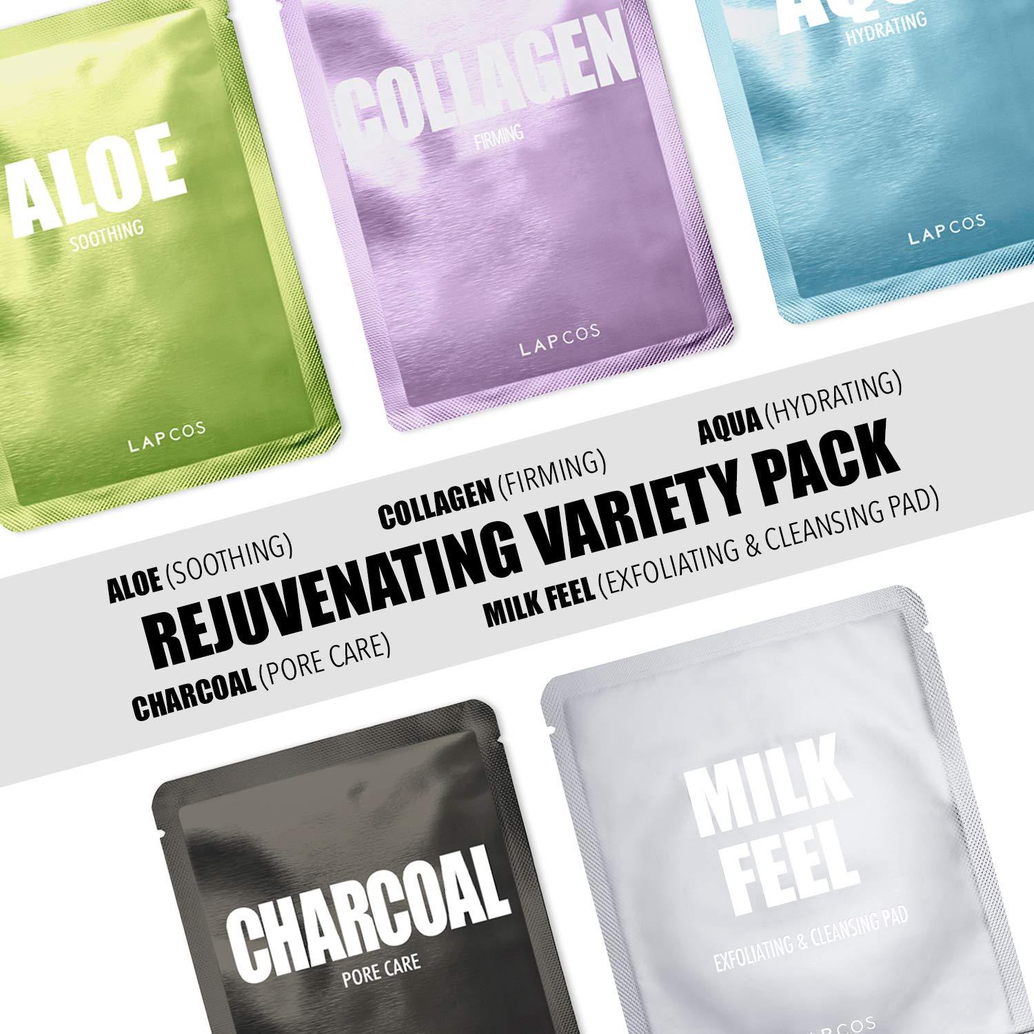 LAPCOS Rejuvenating Sheet Mask Variety Set 5Pack for Moisturizing