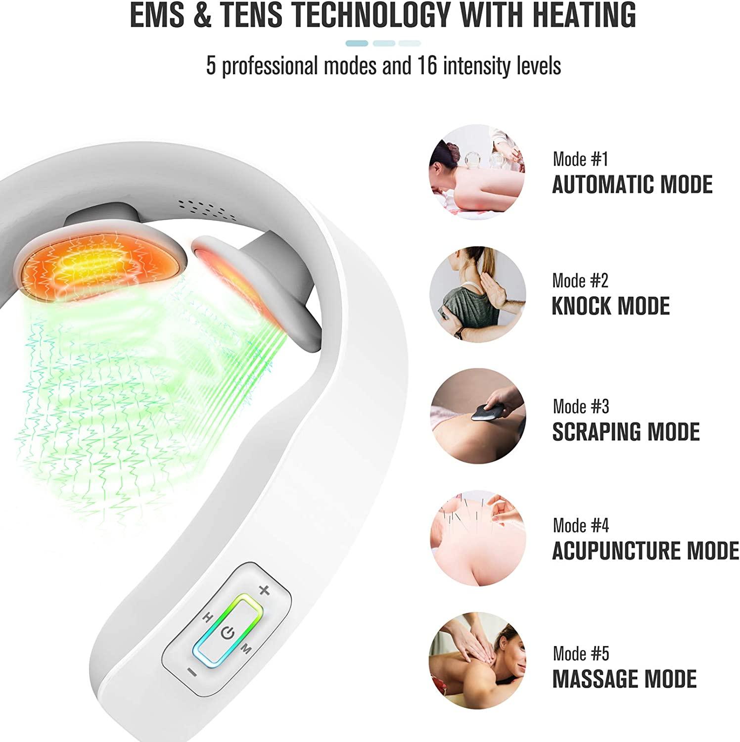 FIT KING Neck Massager with Heat,Fatigue and Pain Relief,TENS