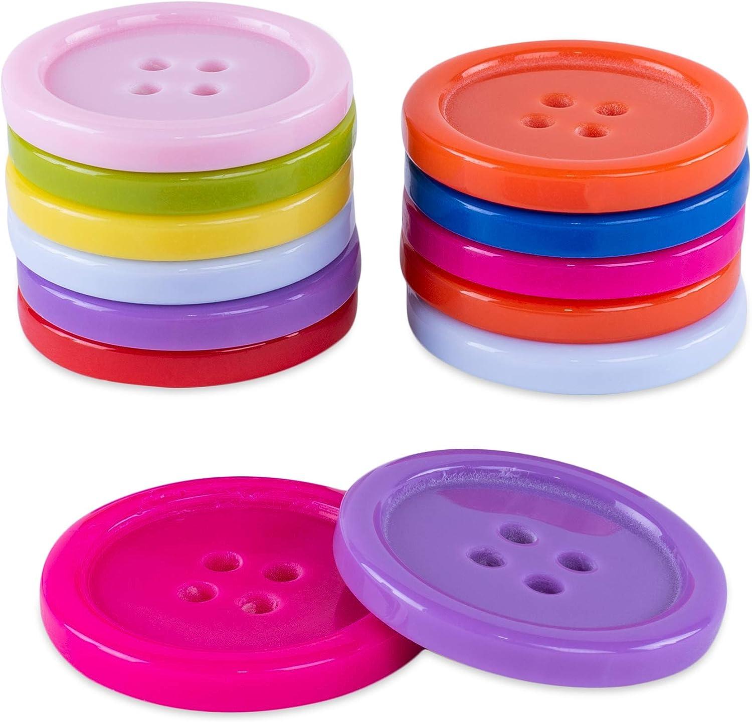 Pink Craft Buttons Bulk, Flatback with 4 Holes for Sewing (6 Sizes