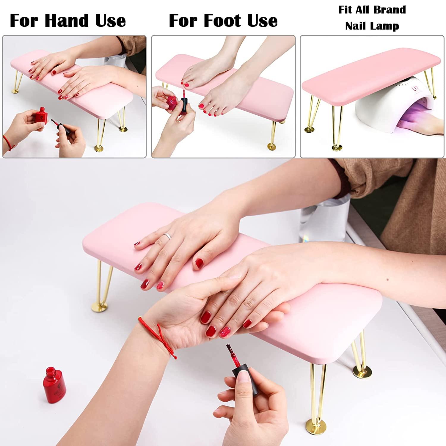 Noverlife Pink Nail Arm Rest, Microfiber Leather Manicure Hand Rest  Cushion, Professional Non-Slip Foot Hand Arm Wrist Pillow Stand Hand Holder  for